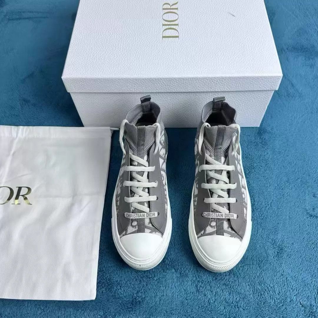 Dior Dior Mid-Top All-Over Print Gray Sock Shoe 36.5 Size US 6 / IT 36 - 1 Thumbnail