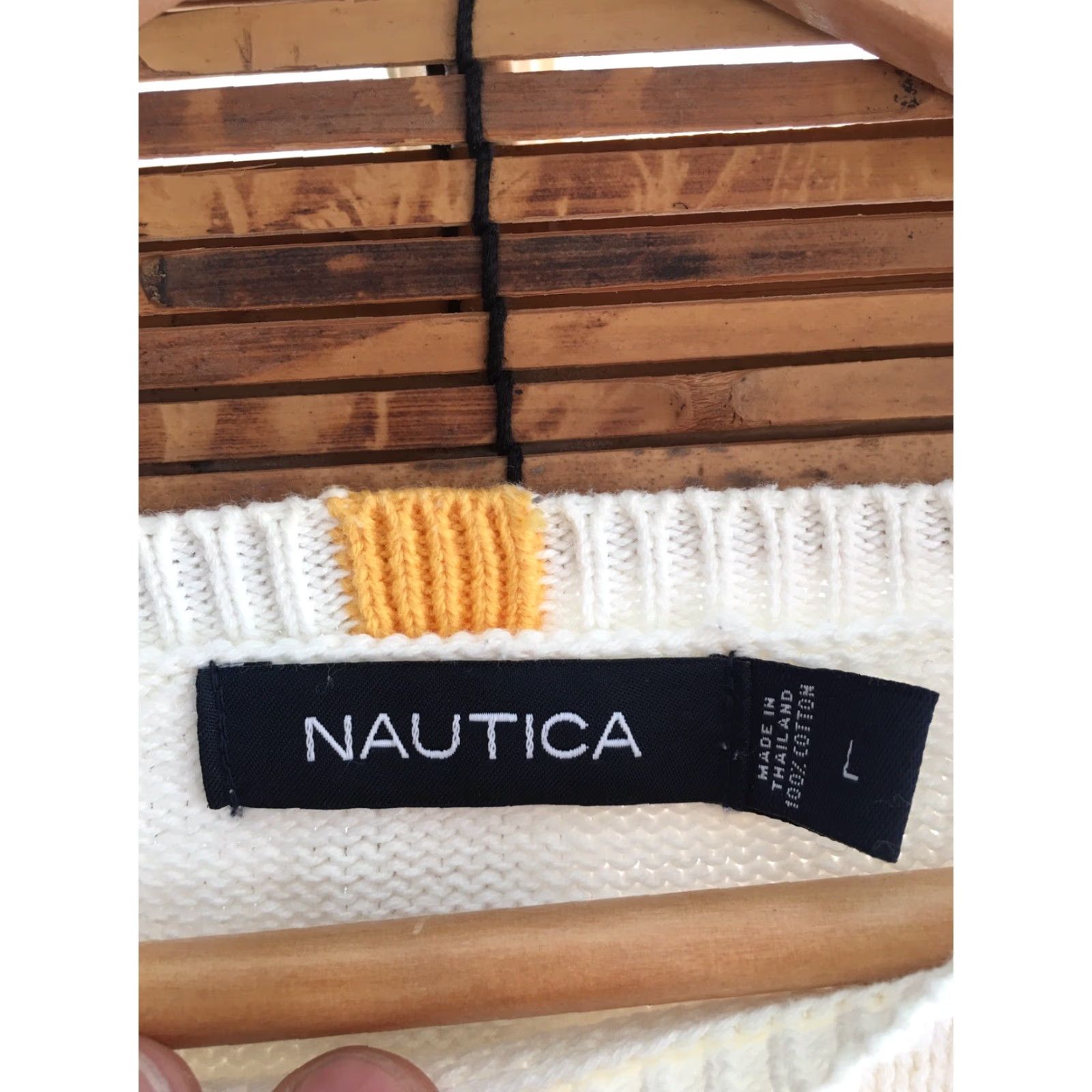 Nautica Nautica Sweater Mens Large Cream Cotton Crewneck L Ivory 100% Cotton Size US L / EU 52-54 / 3 - 6 Thumbnail