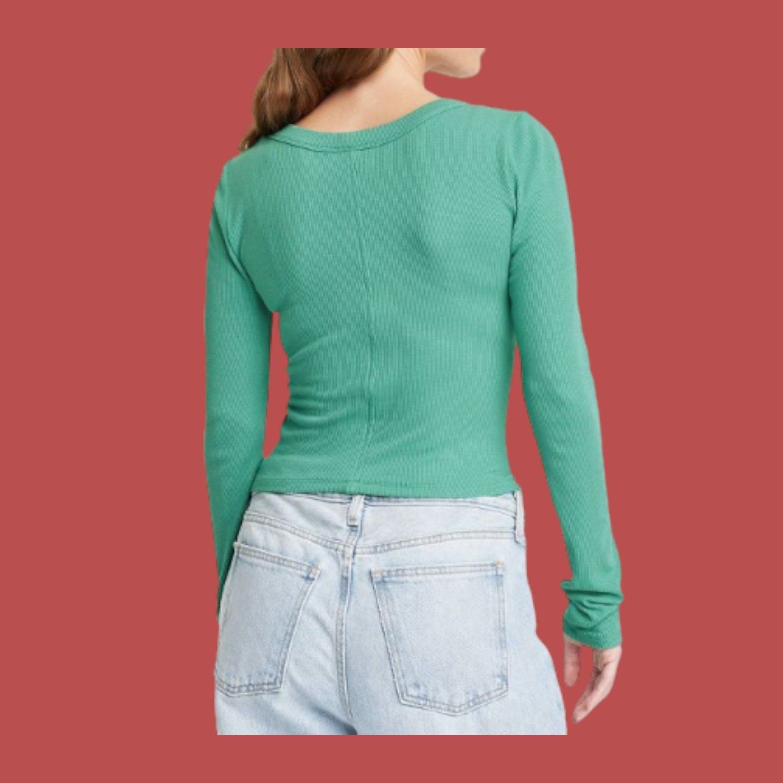 Other Universal Thread - Women's Ribbed Long Sleeve Scoopneck T-Sh Size XL / US 12-14 / IT 48-50 - 2 Thumbnail