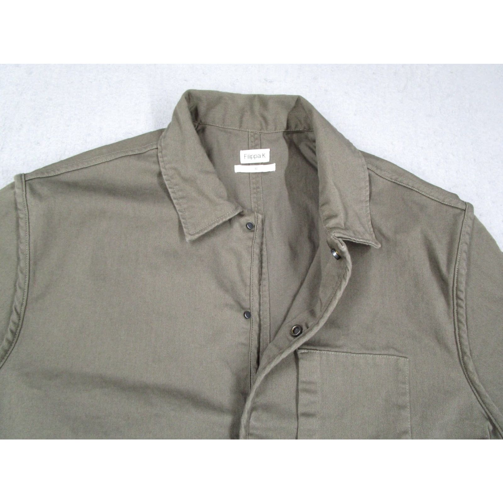 Filippa K VINTAGE Filippa K M. Lavy Workwear Jacket Chore Coat Snap Front Olive Green Mens Large 50 Cotton Canvas Spring Fall Seasons Bohemian Mens Size US M / EU 48-50 / 2 - 2 Thumbnail