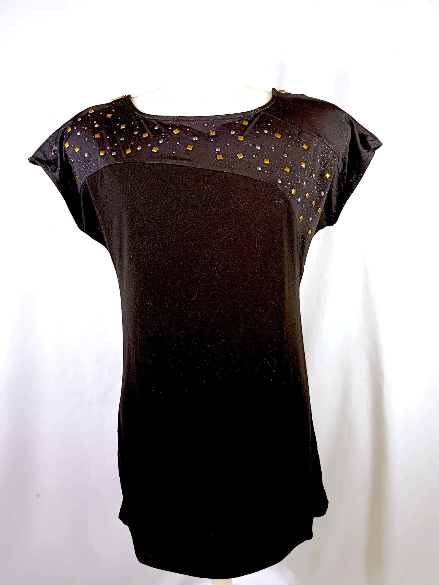 Japanese Brand PASTIME Women's Black Tsirt Rhinestones Zipp on Shoulder Size L / US 10 / IT 46 - 12 Thumbnail