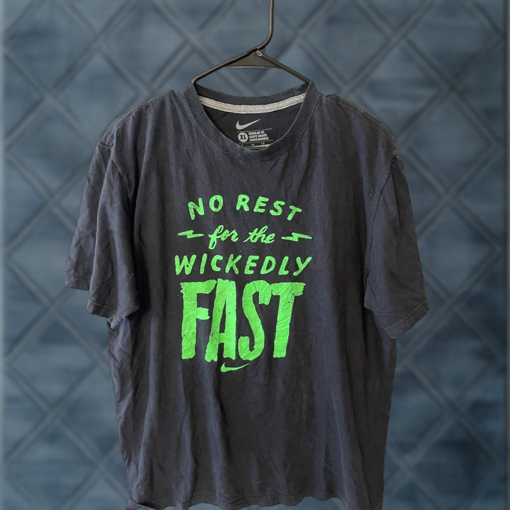 Nike Nike T-Shirt - Black - XL - Regular Cut - "No Rest For The Wickedly Fast" - Men - T-Shirt - Short Sleeve - Basic Tee - Multi-Color - Nike Size US XL / EU 56 / 4 - 1 Thumbnail