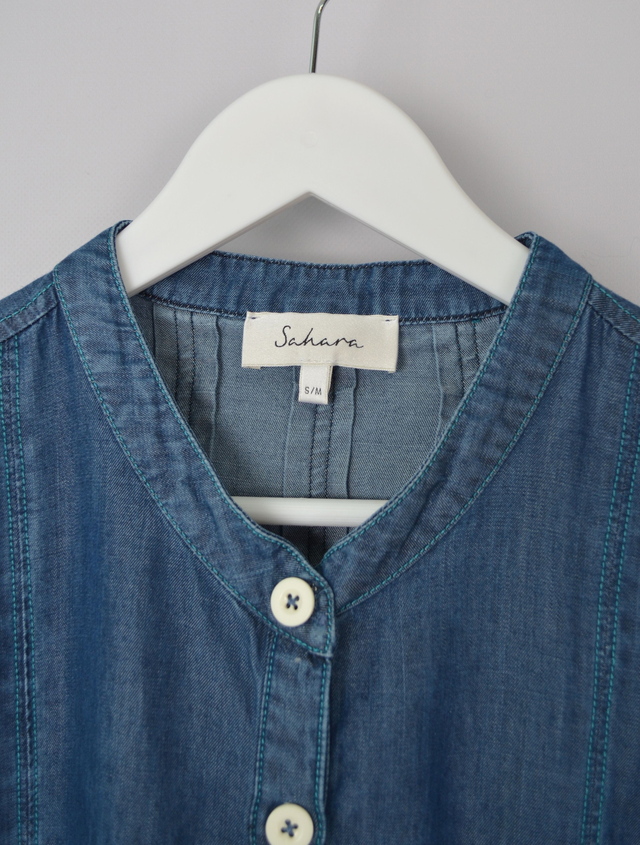 Designer × Sahara Club Sahara Tencell Lyocell Denim Blue Tunic Shirt S-M Oversize Size S / US 4 / IT 40 - 11 Thumbnail