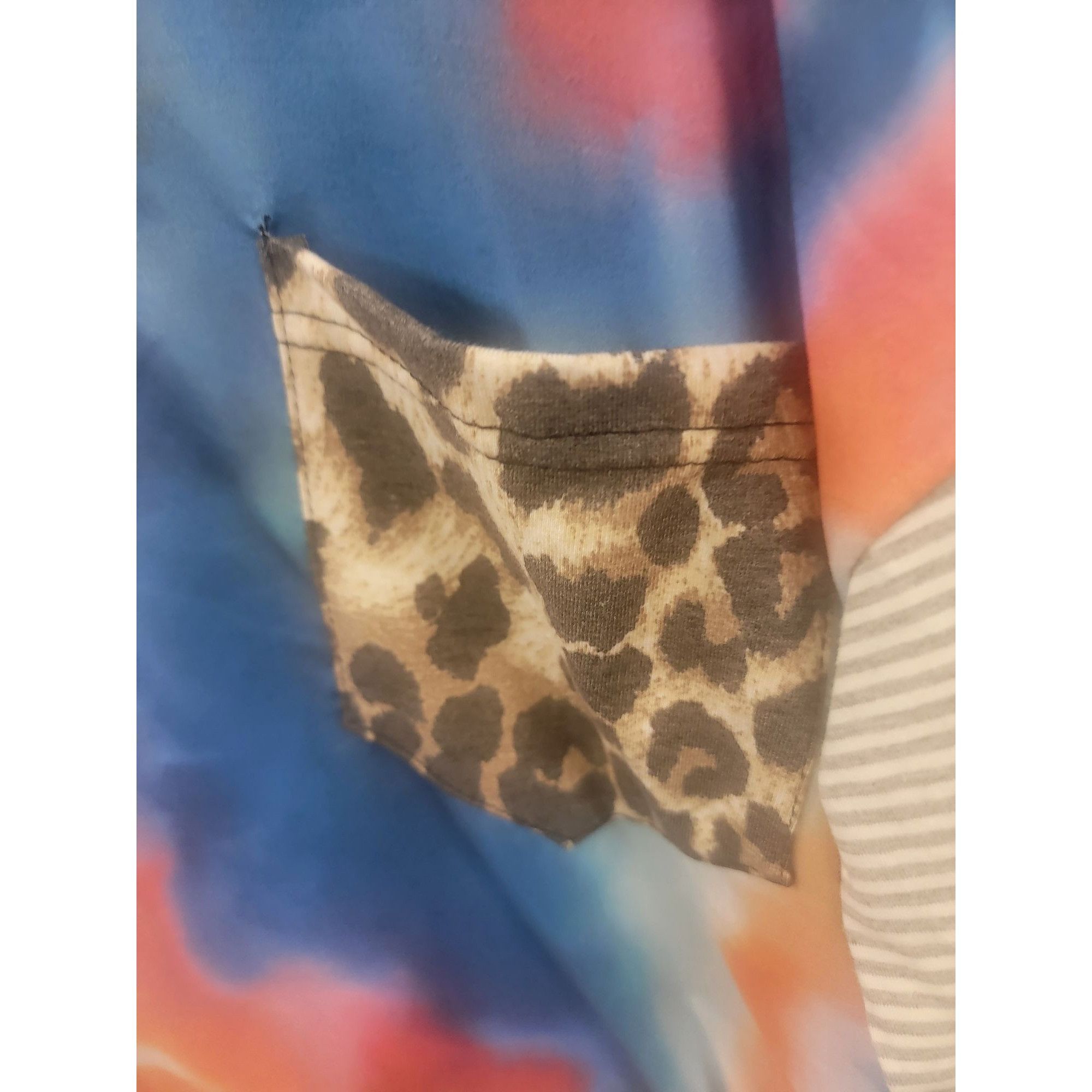 Other Tie-Dye Long Sleeve Top With Leopard Pocket & Striped Accent Size S / US 4 / IT 40 - 2 Thumbnail