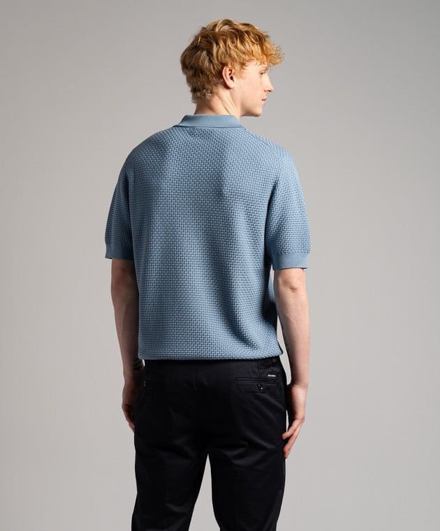 Dolce & Gabbana Dolce Gabbana Textured Knitt Polo Blue Mens Metal Logo DG Size US L / EU 52-54 / 3 - 5 Thumbnail