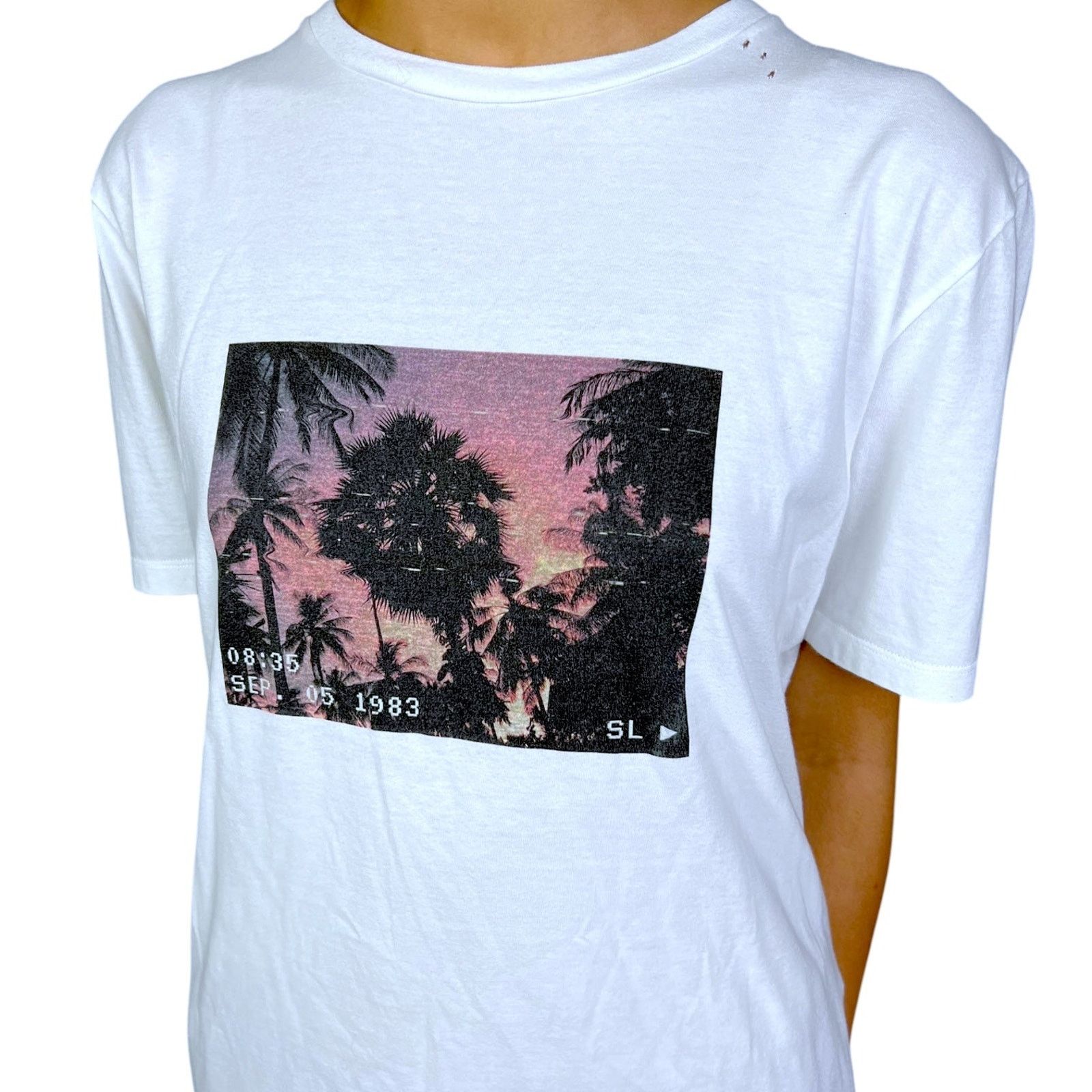 Saint Laurent Paris Saint Laurent Paris Women's S Distressed Palm VHS T-Shirt Size S / US 4 / IT 40 - 3 Thumbnail