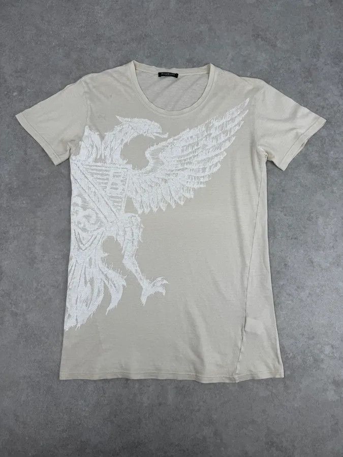 Balmain 2000s Balmain Beige Medieval Eagle Print T-Shirt Size US M / EU 48-50 / 2 - 1 Thumbnail