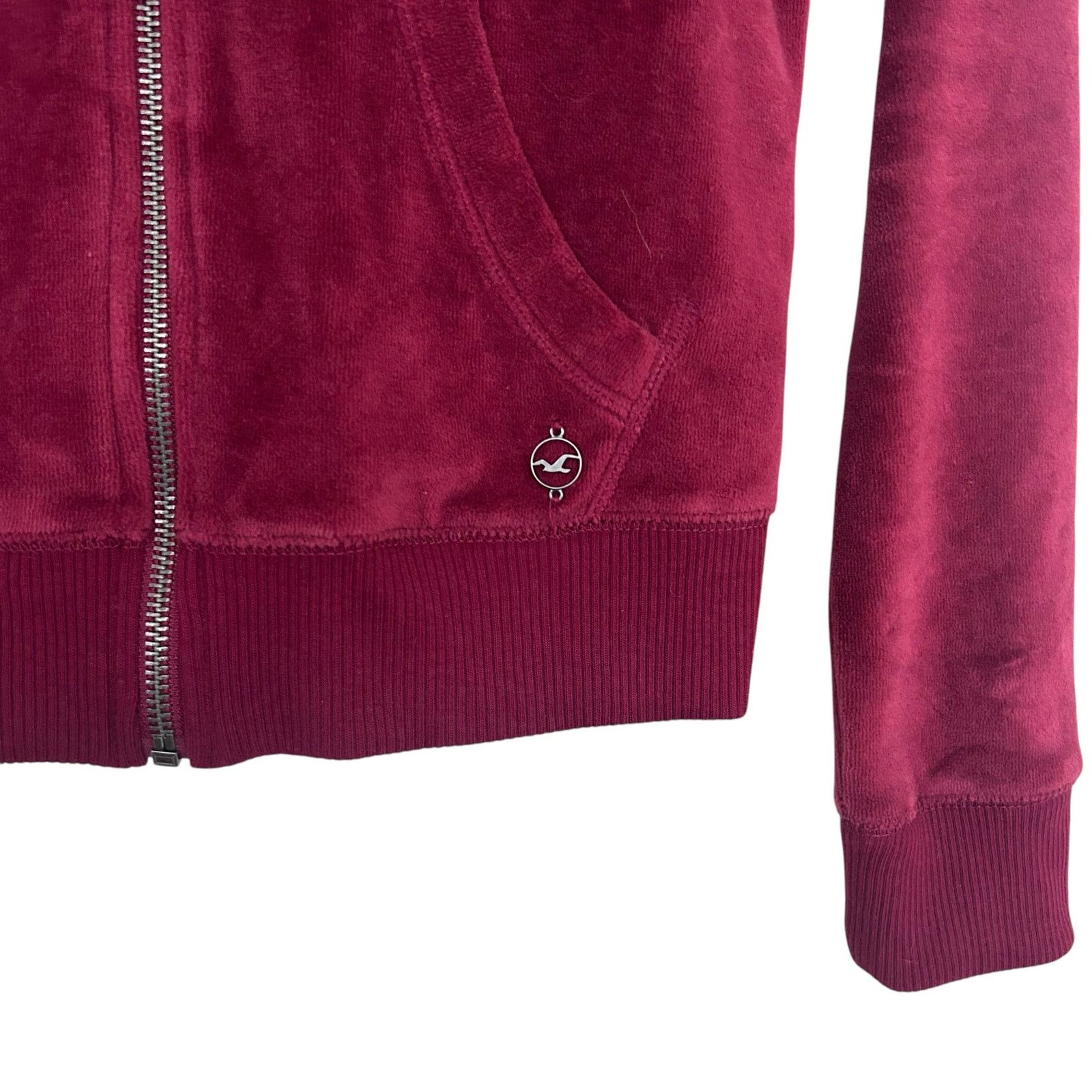 Hollister Hollister Maroon Velour Full Zip Hoodie Sz XS Size XS / US 0-2 / IT 36-38 - 5 Thumbnail