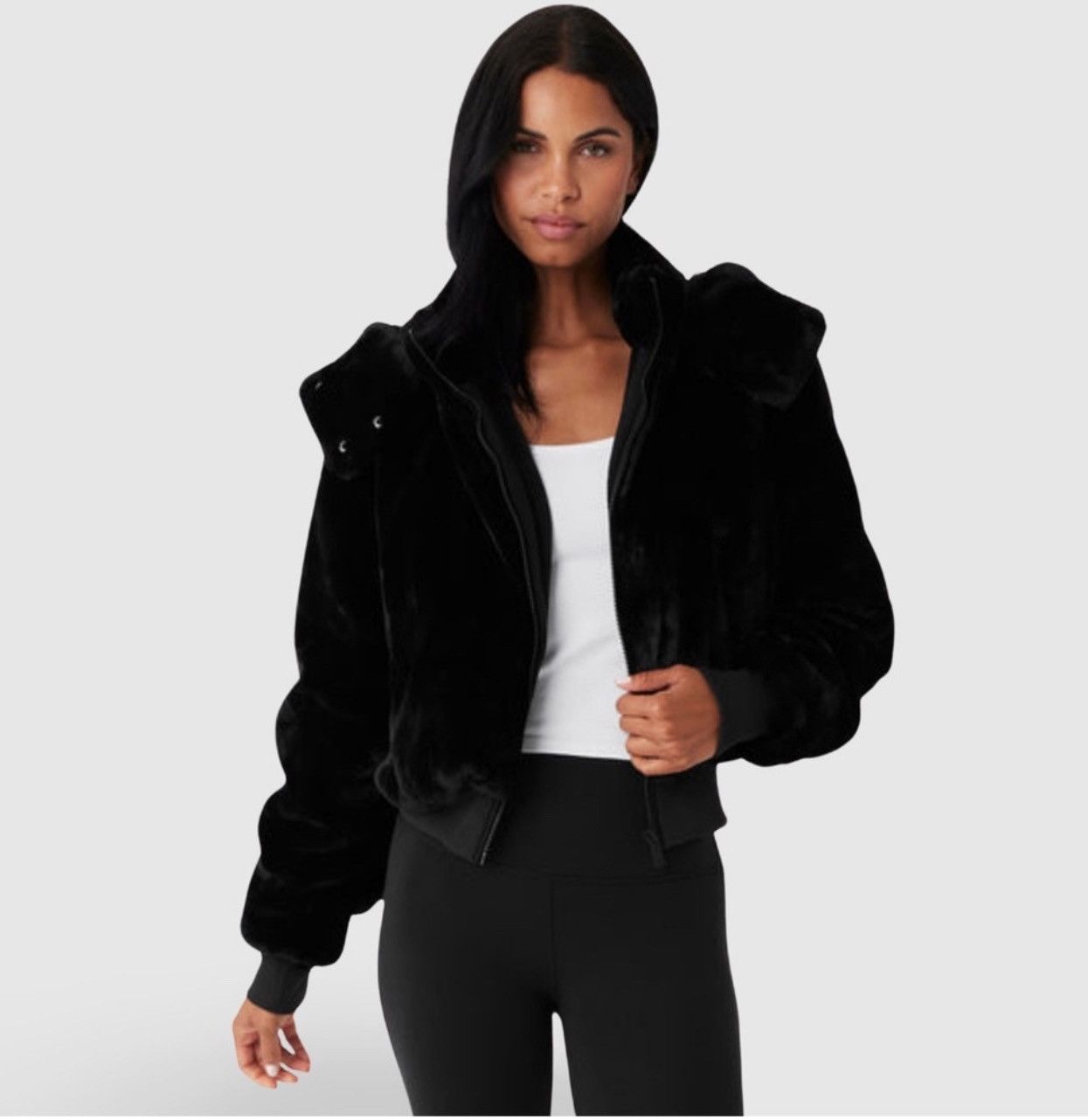 image of Alo Yoga Foxy Fur Jacket in Black, Women's (Size Small)