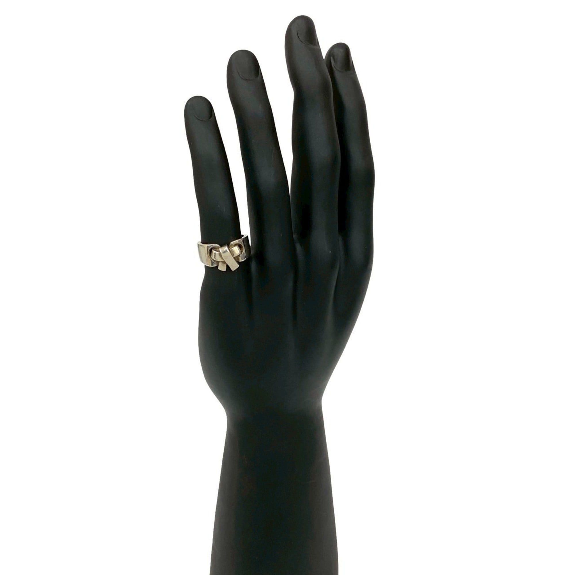 Hermes HERMES Russet Ring with Ribbon Motif, 925 Sterling Silver, Size 12, 96999 Size ONE SIZE - 1 Thumbnail