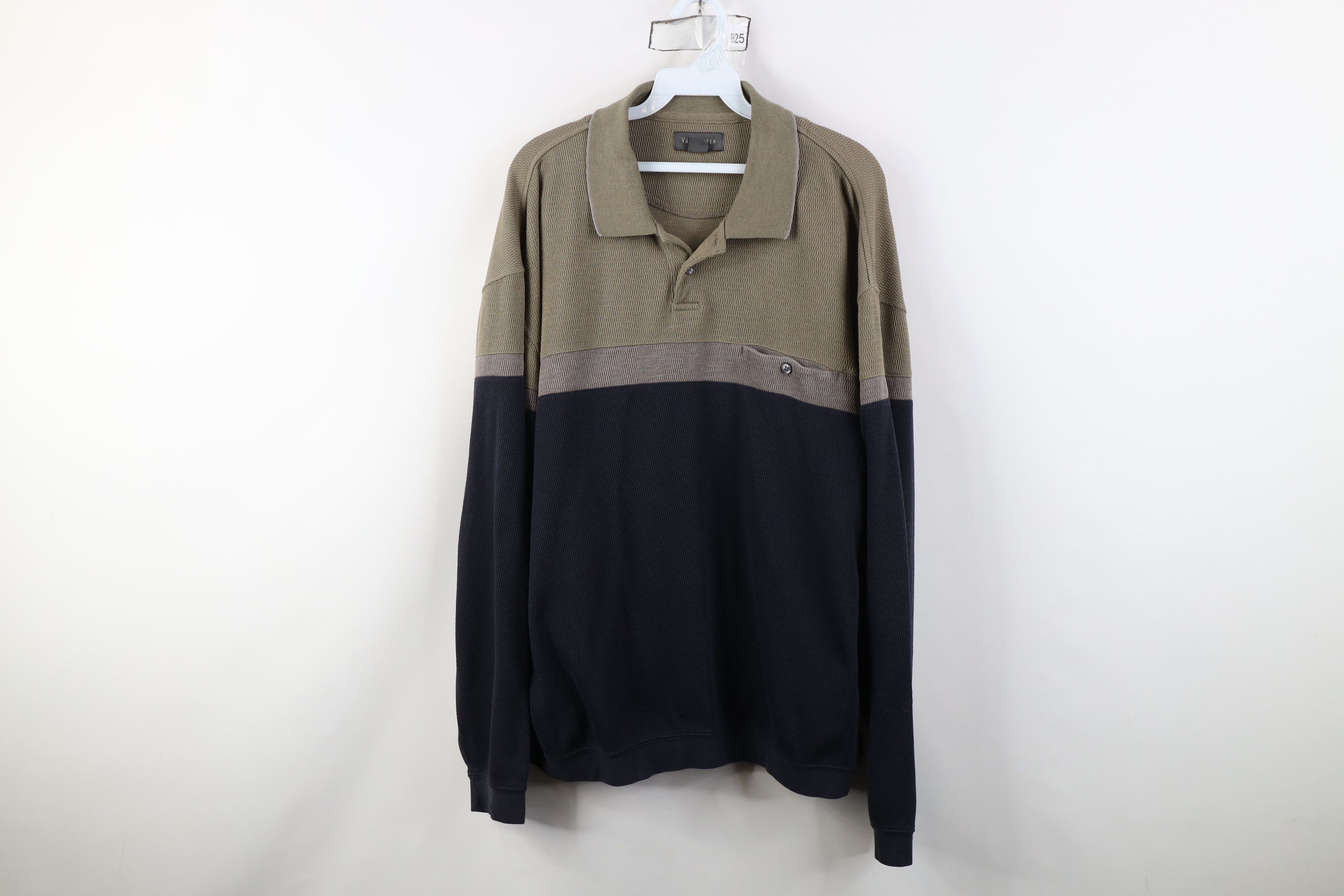 Vintage Vintage 90s Streetwear Thermal Knit Long Sleeve Rugby Polo Size US XL / EU 56 / 4 - 1 Thumbnail