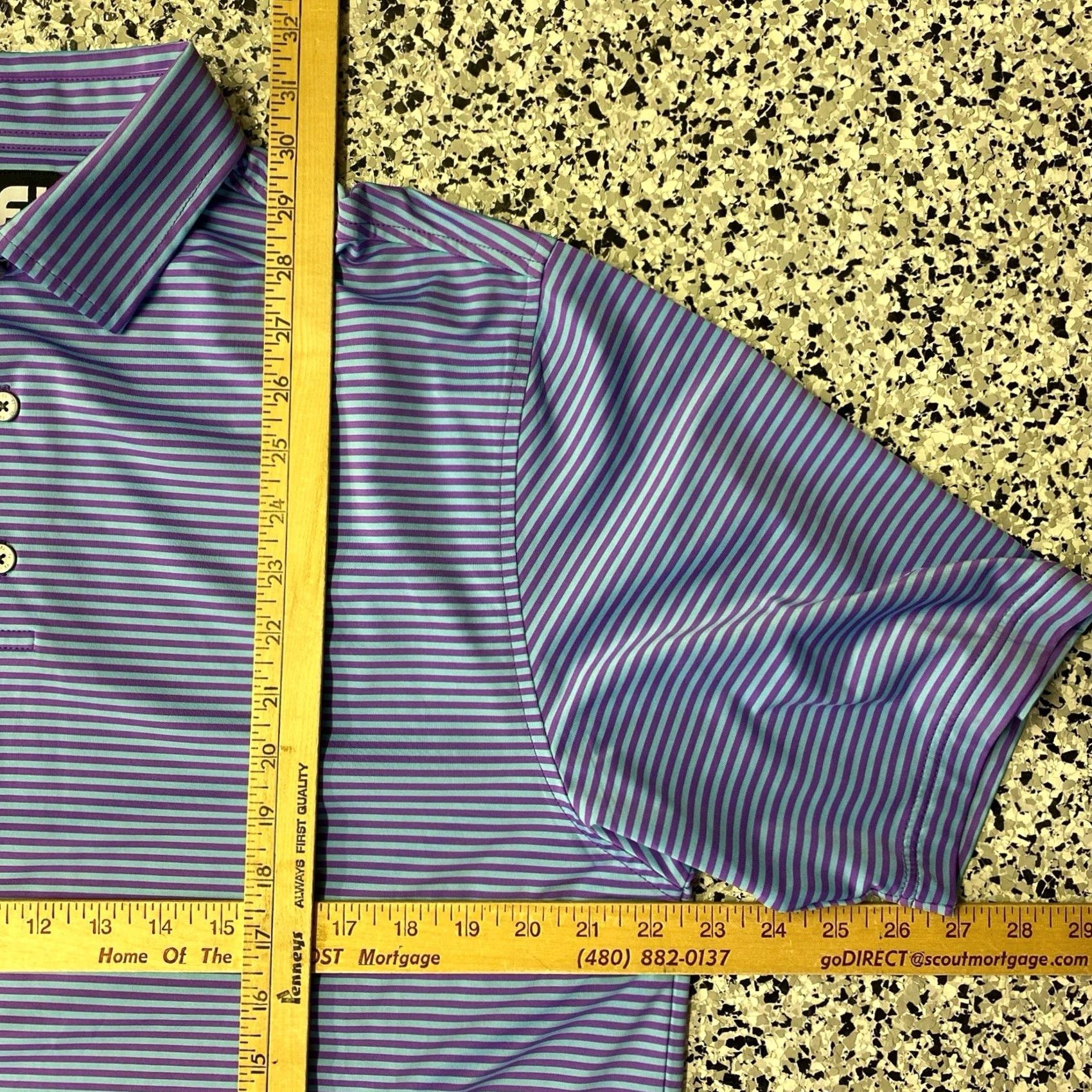Footjoy FootJoy Polo Shirt Mens Medium Purple Blue Striped Performance FJ Golf Shirt Size US M / EU 48-50 / 2 - 3 Thumbnail