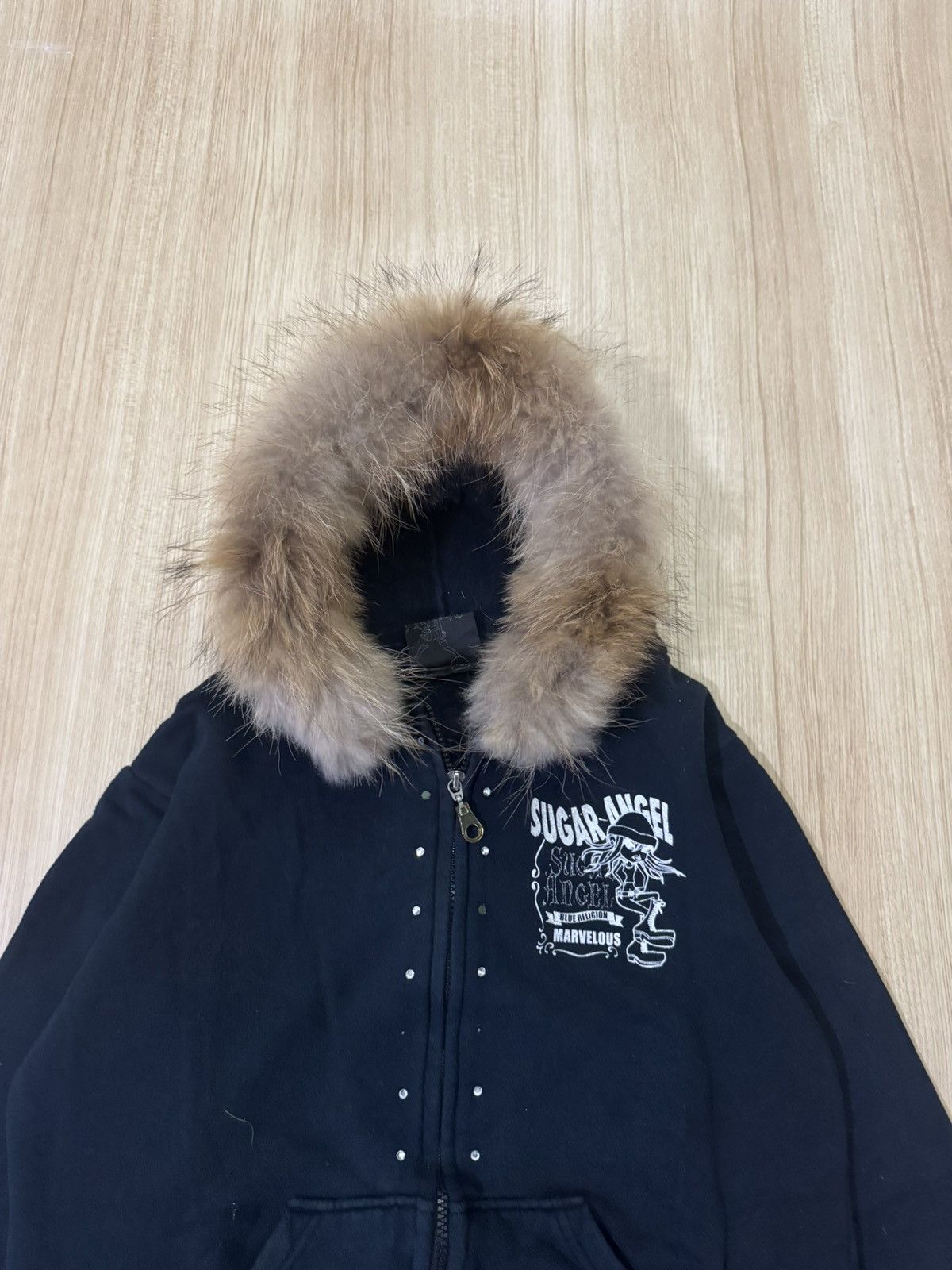 Japanese Brand FUR HOODIE BY SUGAR ANGEL MARVELOUS BLUE RELIGION Size S / US 4 / IT 40 - 4 Thumbnail