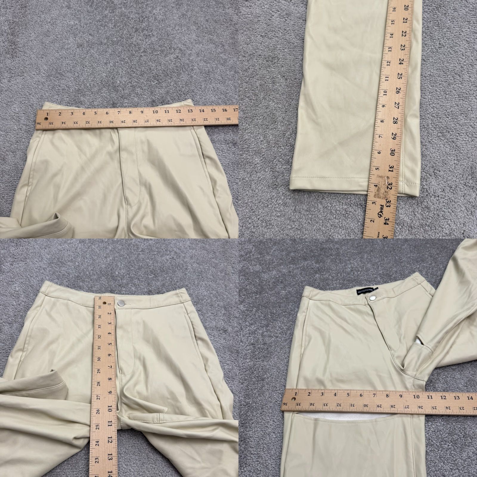 PrettyLittleThing PRETTYLITTLETHING Faux Leather Cut Out Straight Leg Trouser Pants Women 4 Beige Size 27" / US 4 / IT 40 - 8 Thumbnail
