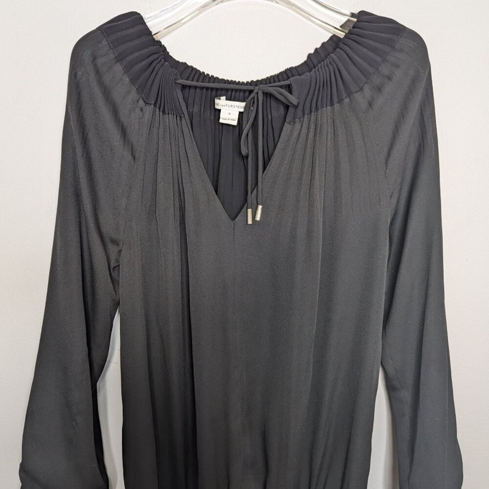 Diane von Furstenberg DVF Diane Von Furstenberg Black Mikino Pleated Mini Dress 0 Size XS / US 0-2 / IT 36-38 - 4 Thumbnail