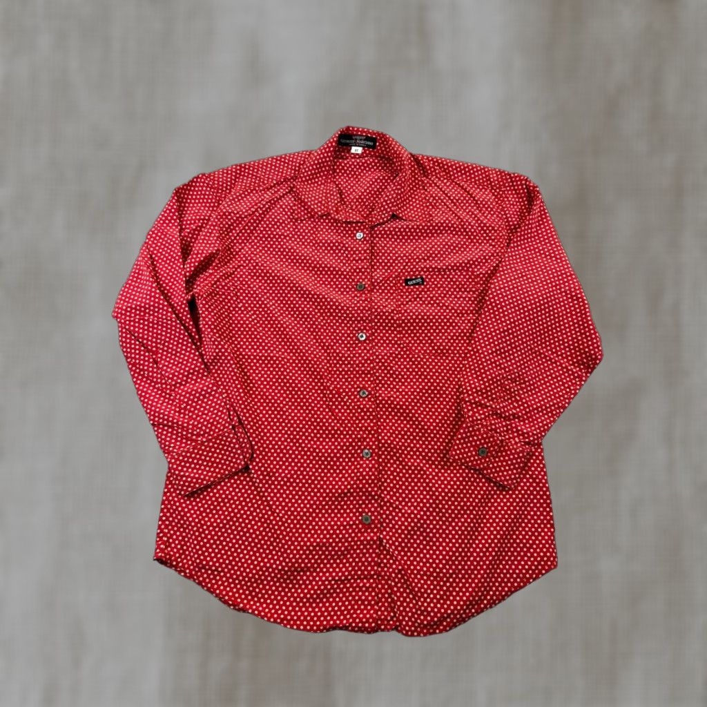Guess VINTAGE GUESS Button-Up Shirt Women's M Red Polka Dot Long Sleeve Casual Size M / US 6-8 / IT 42-44 - 1 Thumbnail