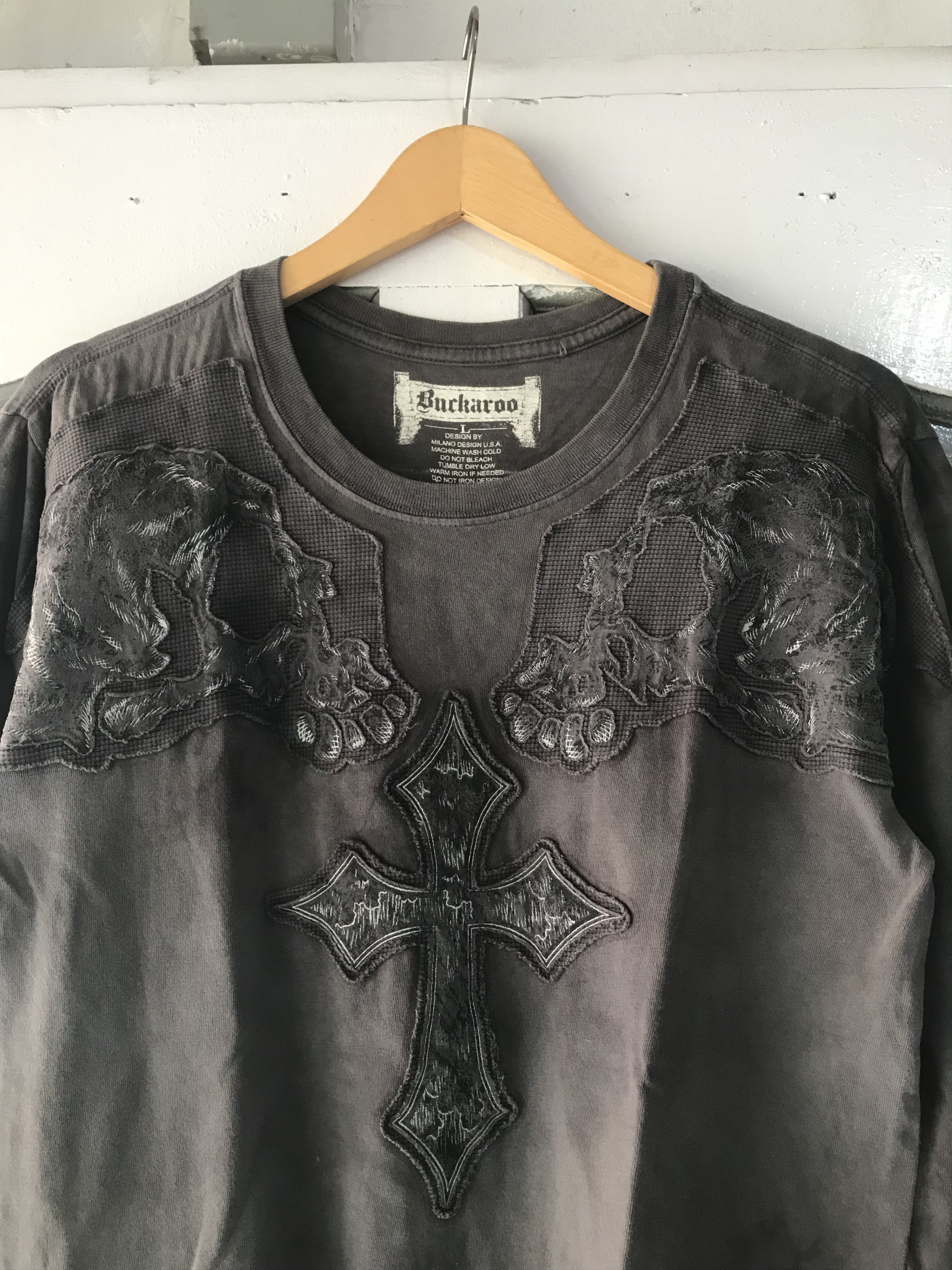 14th Addiction × If Six Was Nine × Le Grande Bleu (L.G.B.) Y2K Buckaroo Embroidery Skull Longsleeve Size US L / EU 52-54 / 3 - 2 Thumbnail