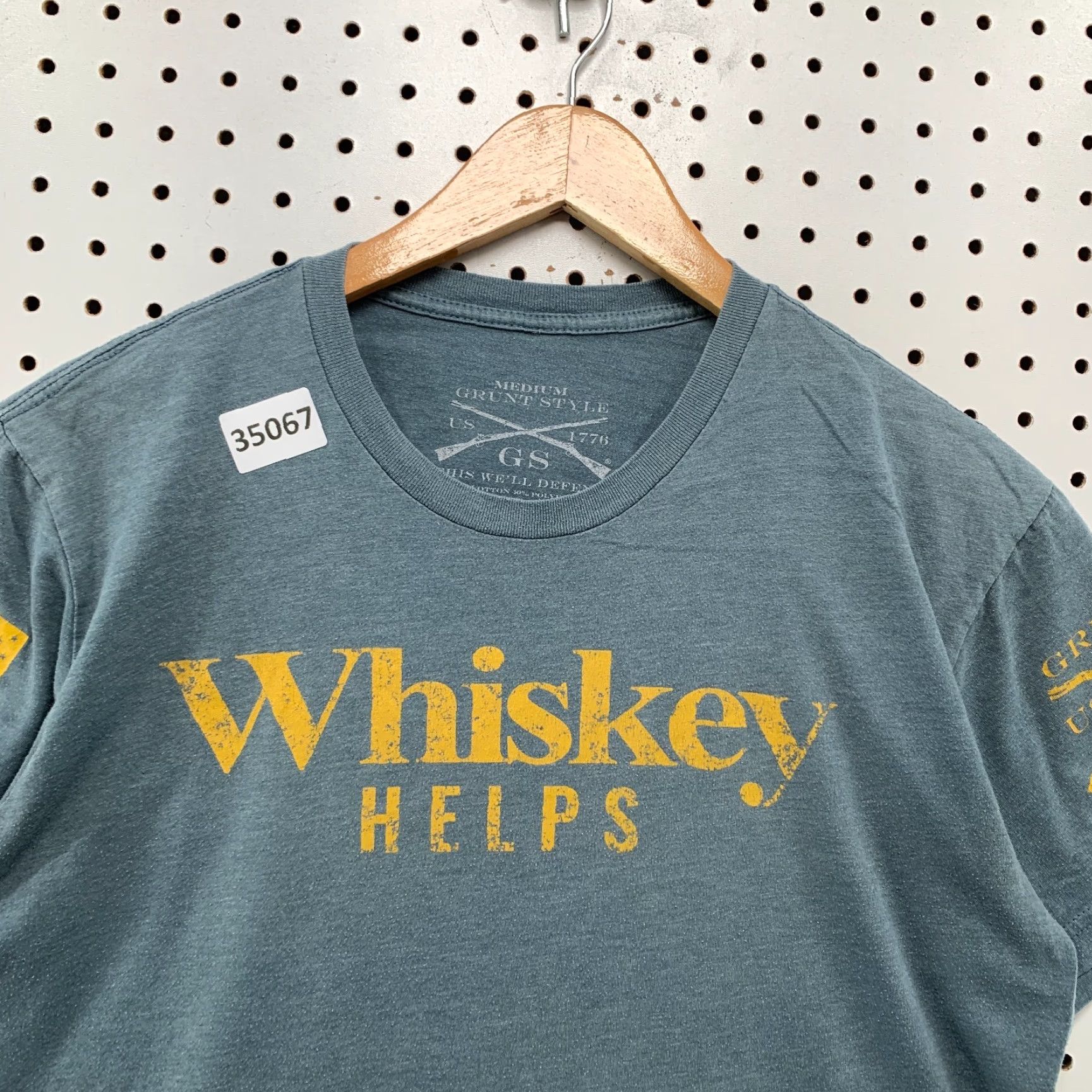 Vintage Grunt Style Shirt Mens M Gray Whisky Help USA Flag Army Shirt 19x27 Size US M / EU 48-50 / 2 - 5 Thumbnail