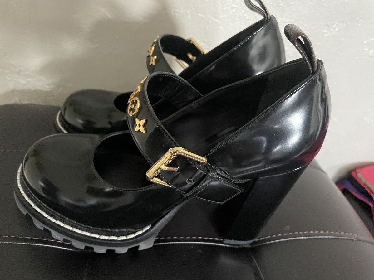 Louis Vuitton Louis Vuitton LV Star Trail Black Leather Platform Pump Size US 9 / IT 39 - 4 Thumbnail