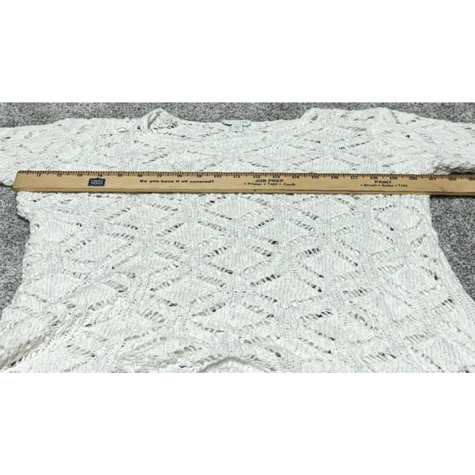 J. Jill J. Jill Sweater Petite Small Crochet Open Knit Boho Cottagecore Fairy Layering 3/4 Sleeve White Womens PS Pullover Bohemian » Size S / US 4 / IT 40 - 5 Thumbnail