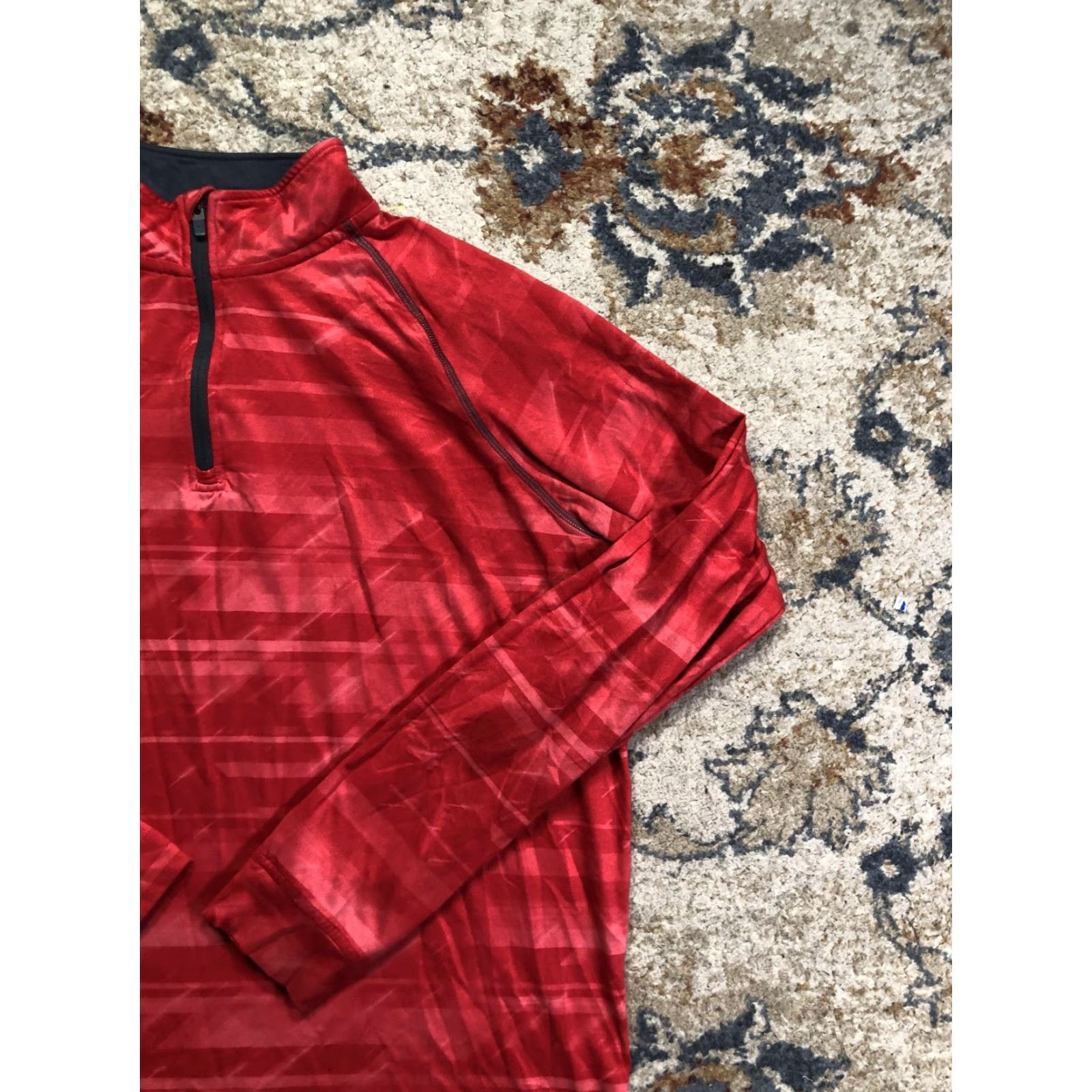 Under Armour Under Armour HeatGear Shirt Mens Large Red Quarter Zip Long Sleeve Raglan Mock Neck Size US L / EU 52-54 / 3 - 4 Thumbnail