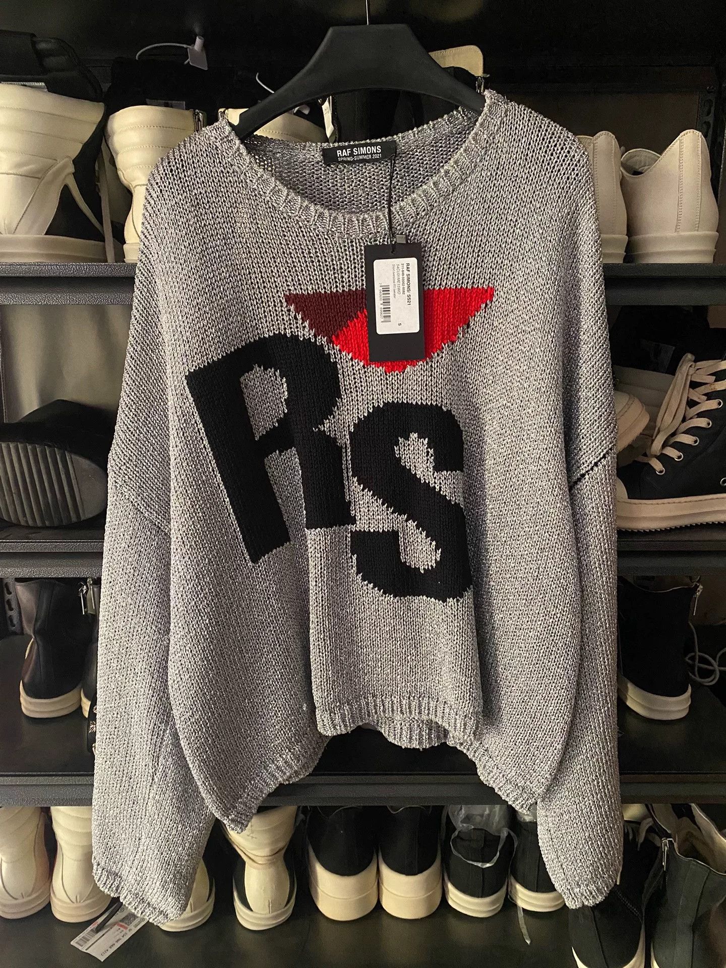 raf simons rs silver glitter sweater