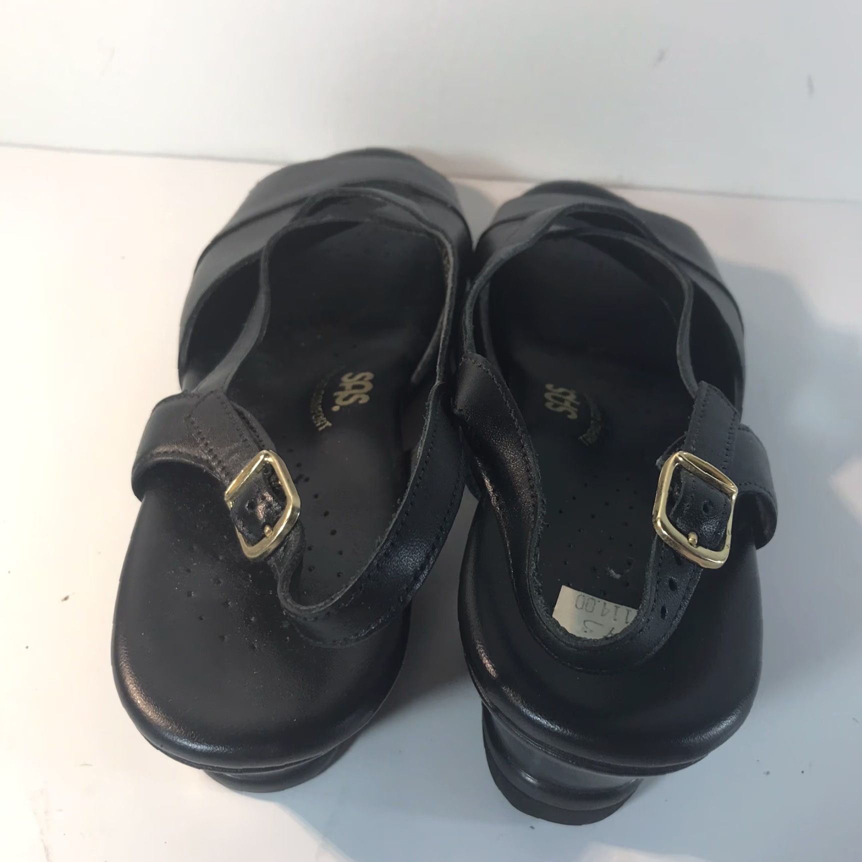 SAS SAS Tripad Comfort Black Leather Wedge Sandals Womens Size 9 Adjustable Buckles Casual Travel Size US 9 / IT 39 - 3 Thumbnail