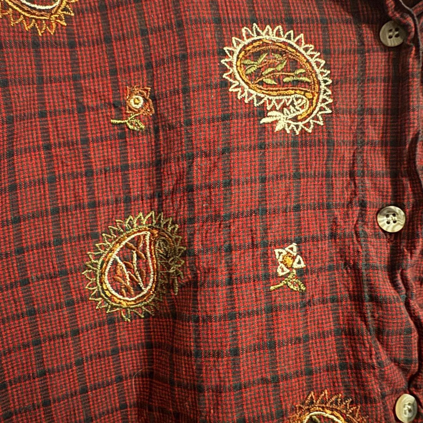 Other Maggie & Max Cotton Burgundy Plaid Shirt Paisley Western Size XL / US 12-14 / IT 48-50 - 6 Thumbnail