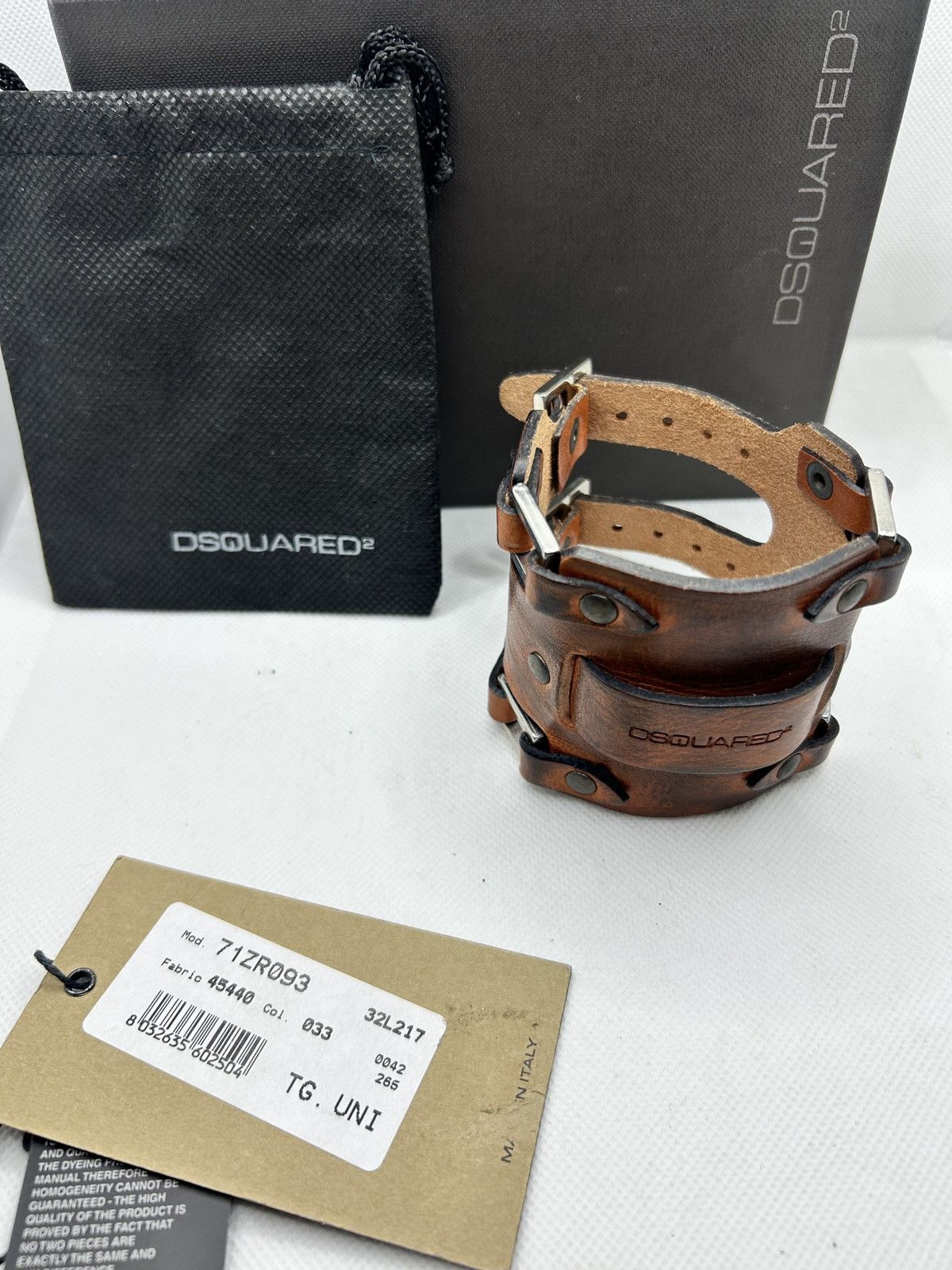 Dsquared2 DSQUARED2 NWT Brown Leather Cuff Bracelet Wristband Size ONE SIZE - 4 Thumbnail