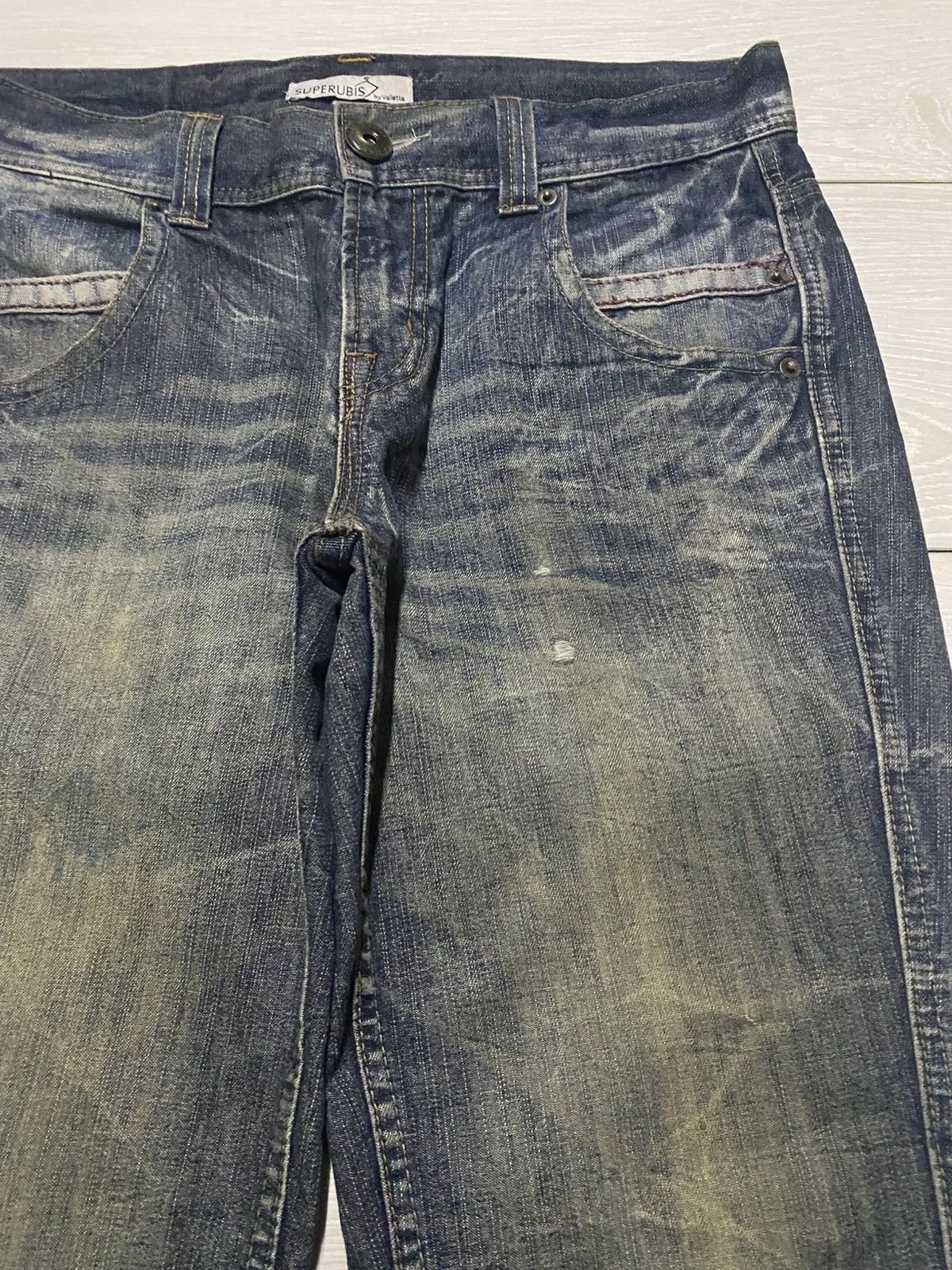 Japanese Brand Vintage Superrubis Mud Wash Thunder Loose Jeans Size US 32 / EU 48 - 8 Thumbnail