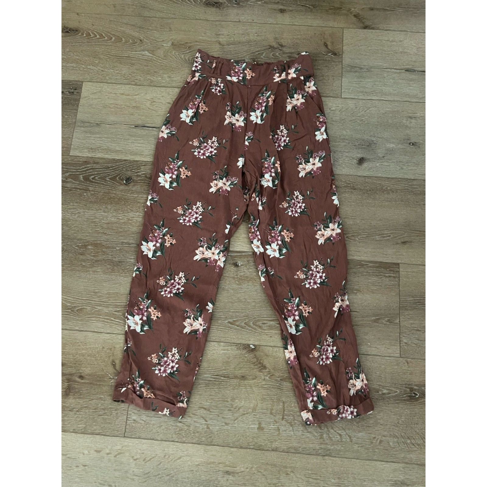 American Eagle Outfitters VINTAGE American Eagle Outfitters Floral Beach Pants Womens S Brown Viscose Jogger Beach 90s Mens Womens Girls Size 28" / US 6 / IT 42 - 2 Thumbnail