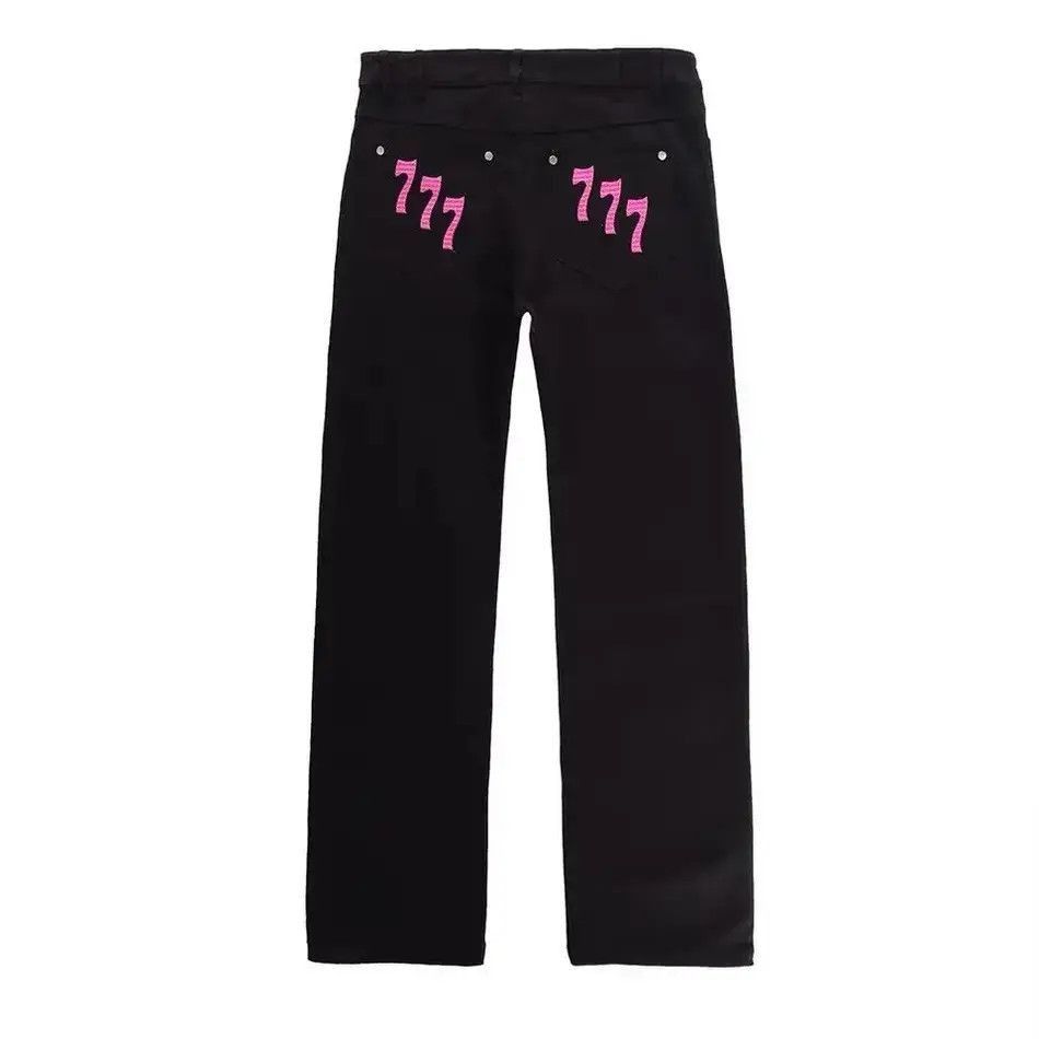 Japanese Brand 777 Black Streetwear Straight Jeans Pants Size US 34 / EU 50 - 5 Thumbnail