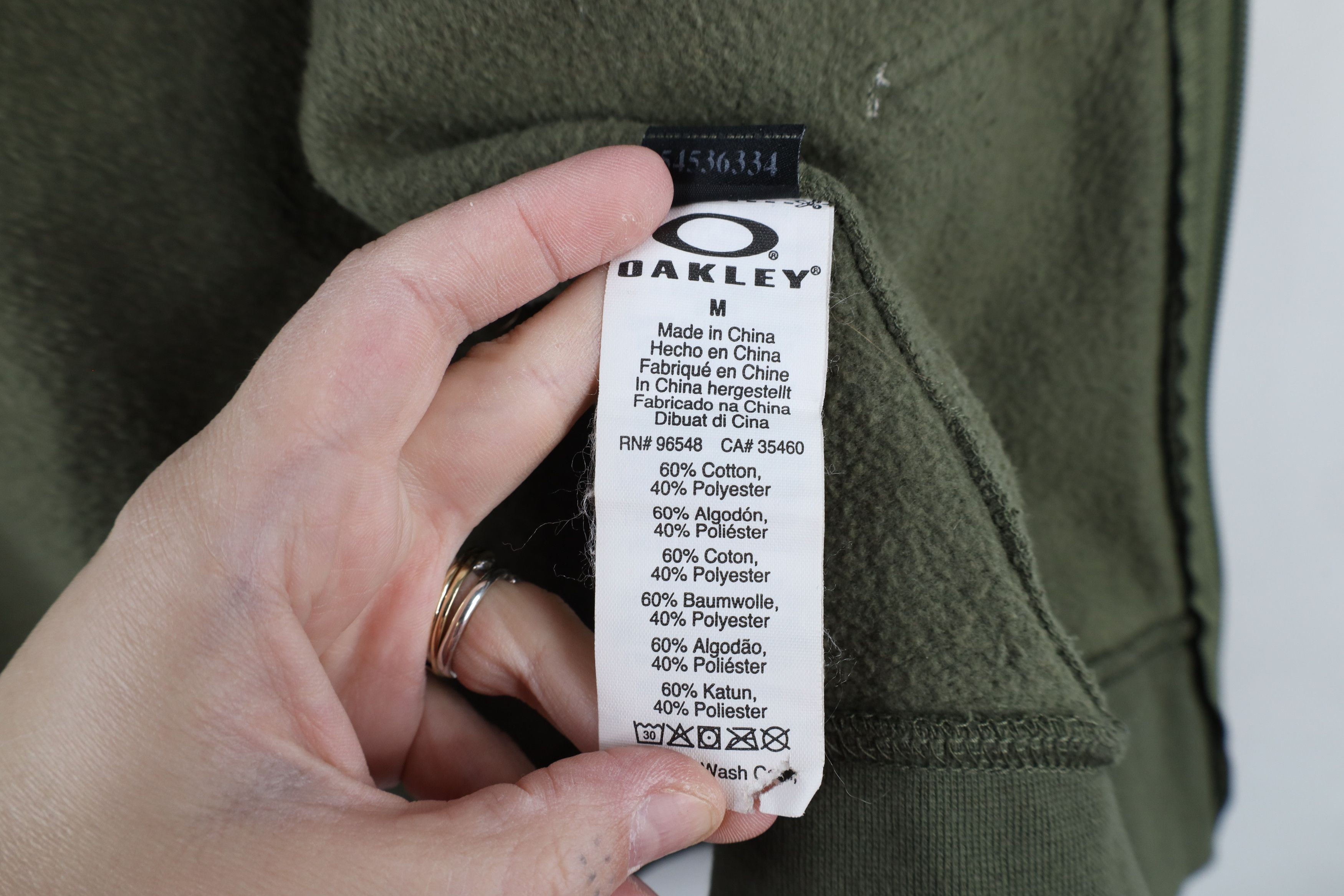 Oakley × Vintage Vintage Oakley Spell Out O Logo Full Zip Hoodie Olive Green Size US M / EU 48-50 / 2 - 11 Thumbnail
