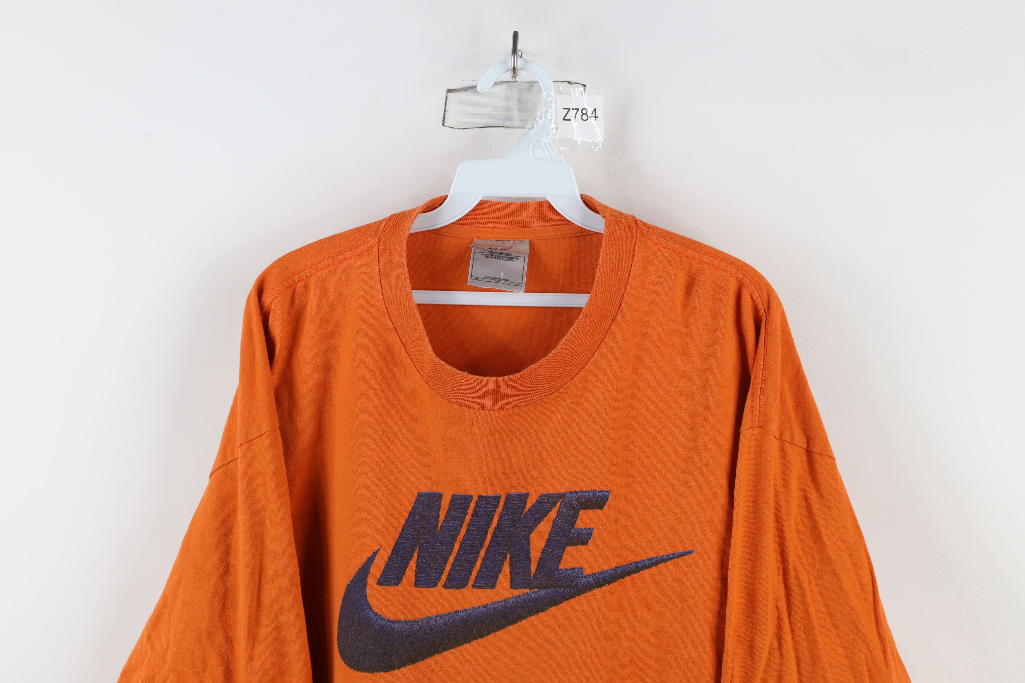 Nike × Vintage Vintage Nike Scott Big Swoosh Long Sleeve T-Shirt Orange Size US XL / EU 56 / 4 - 2 Thumbnail