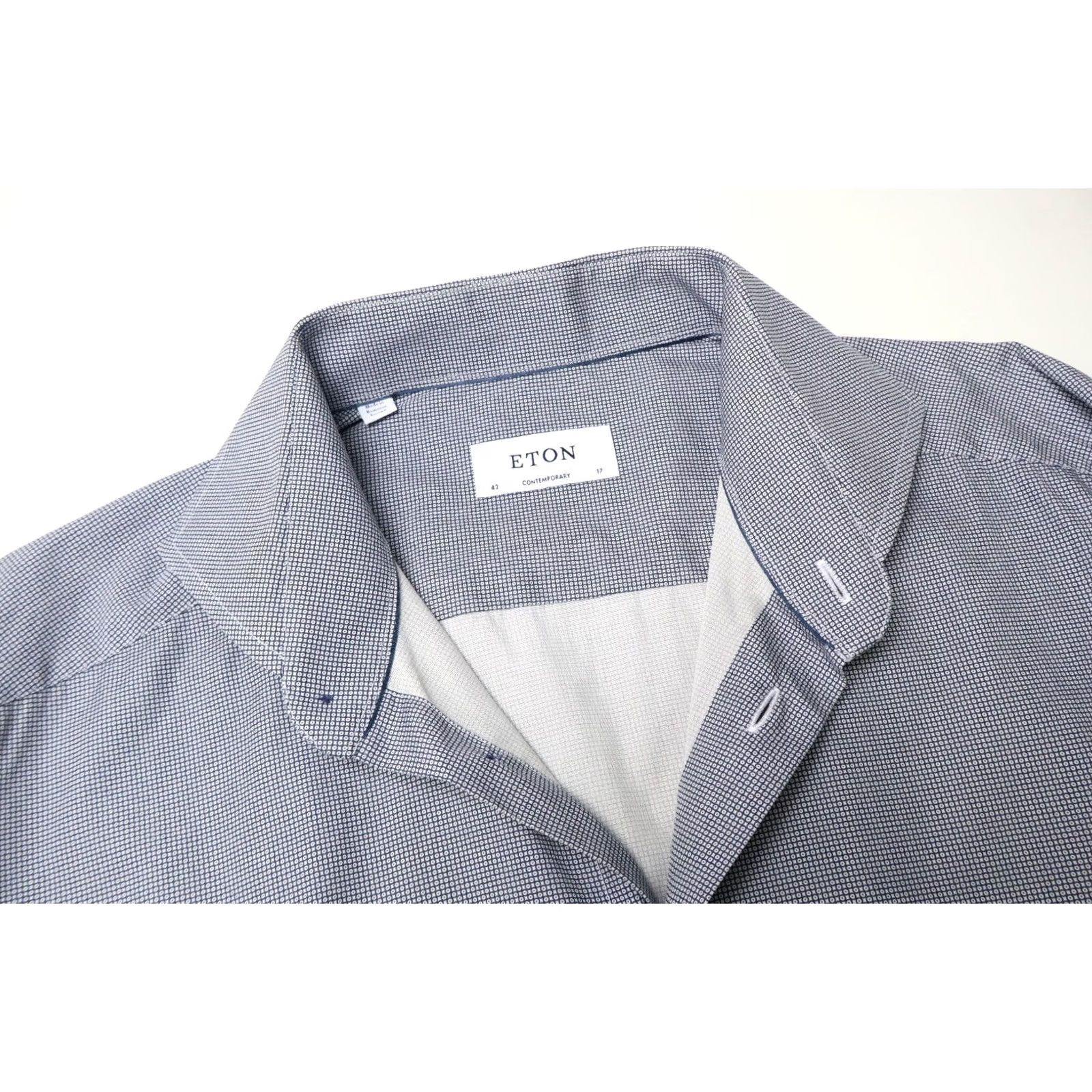 Eton ETON Contemporary Blue Patterned Cutaway Button Up Shirt Men's 43 / 17 Size US XL / EU 56 / 4 - 4 Thumbnail