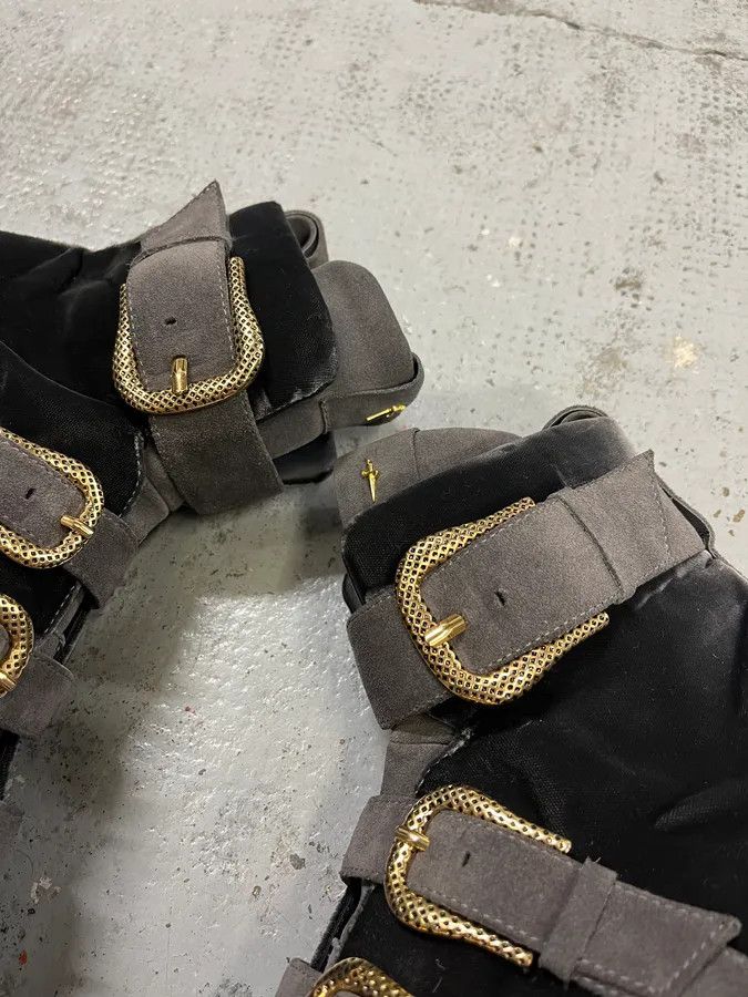 Vintage Cesare Paciotti Grey Velvet Buckle Strap Boots Size US 8 / EU 41 - 4 Thumbnail