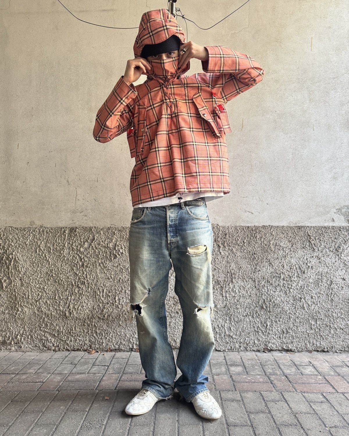 Junya Watanabe Junya Watanabe Man Pink Tartan Gore-Tex Bondage Smock Size US M / EU 48-50 / 2 - 5 Thumbnail