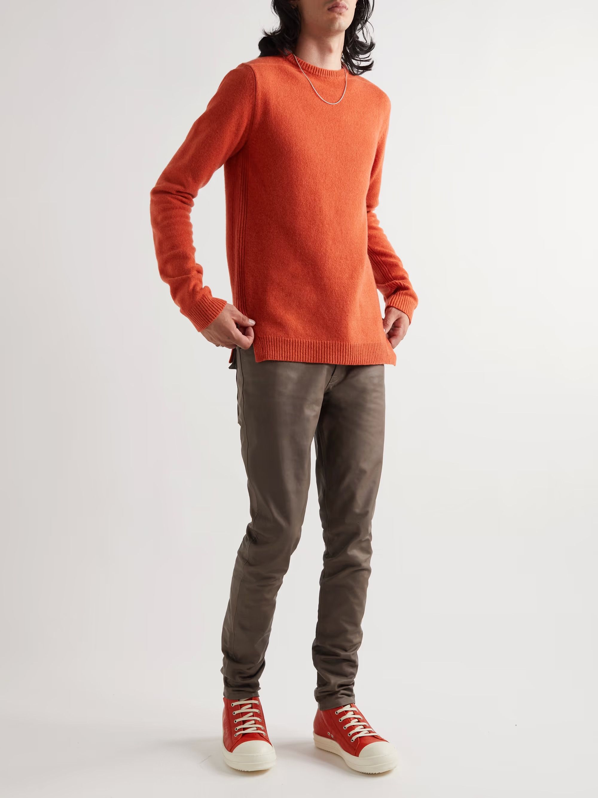 Rick Owens o1y0325 Cashmere Blend Crewneck Sweater in Red Size US XL / EU 56 / 4 - 2 Thumbnail