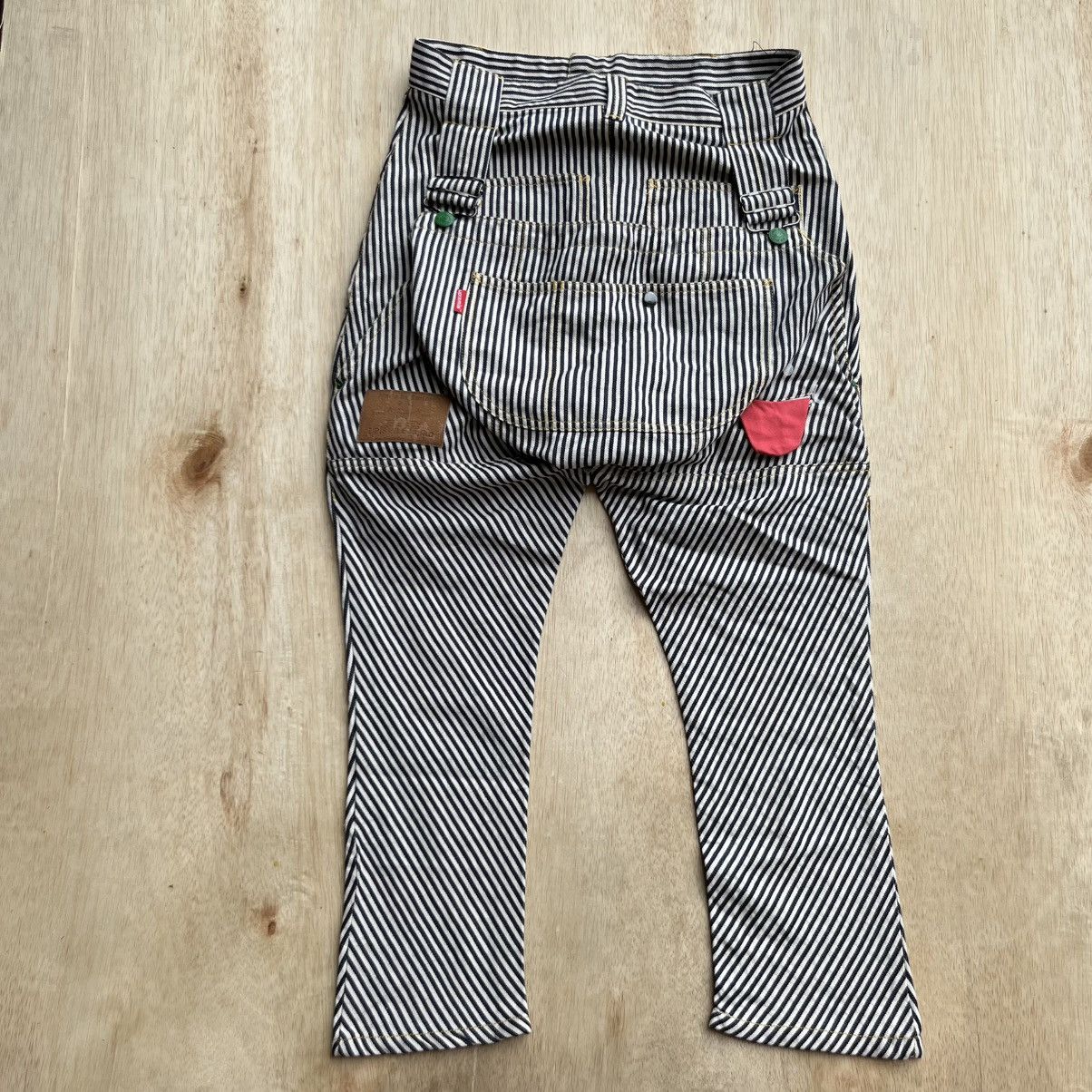 Japanese Brand UP SMILE RHP. DROP CROTCH HICKORI DOUBLE WAIST OVERALL CDG Size US 31 - 1 Thumbnail