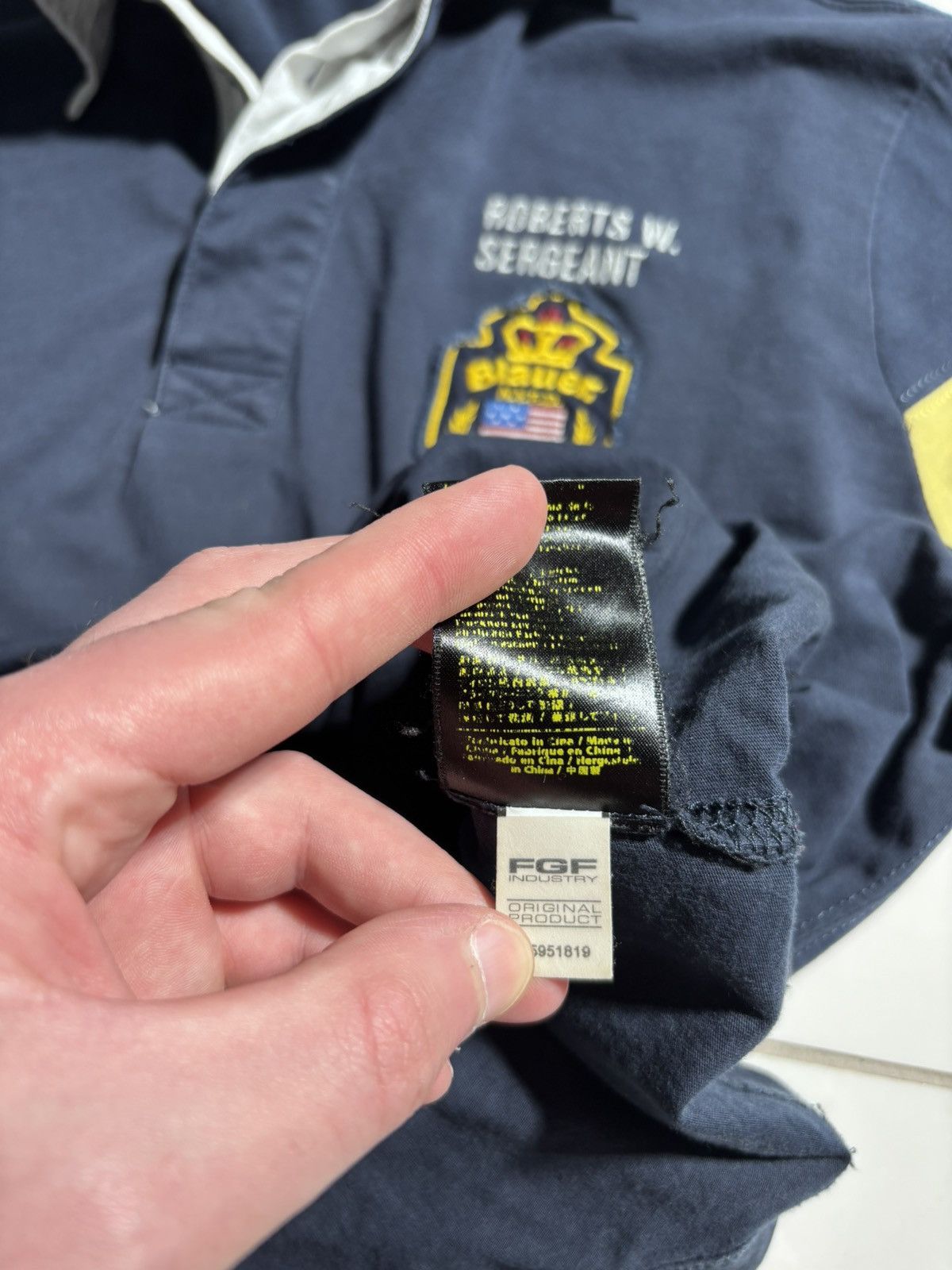Rugby Ralph Lauren Blauer USA Boston Police Rugby Polo Long Sleeve Patch Work Size US L / EU 52-54 / 3 - 11 Thumbnail
