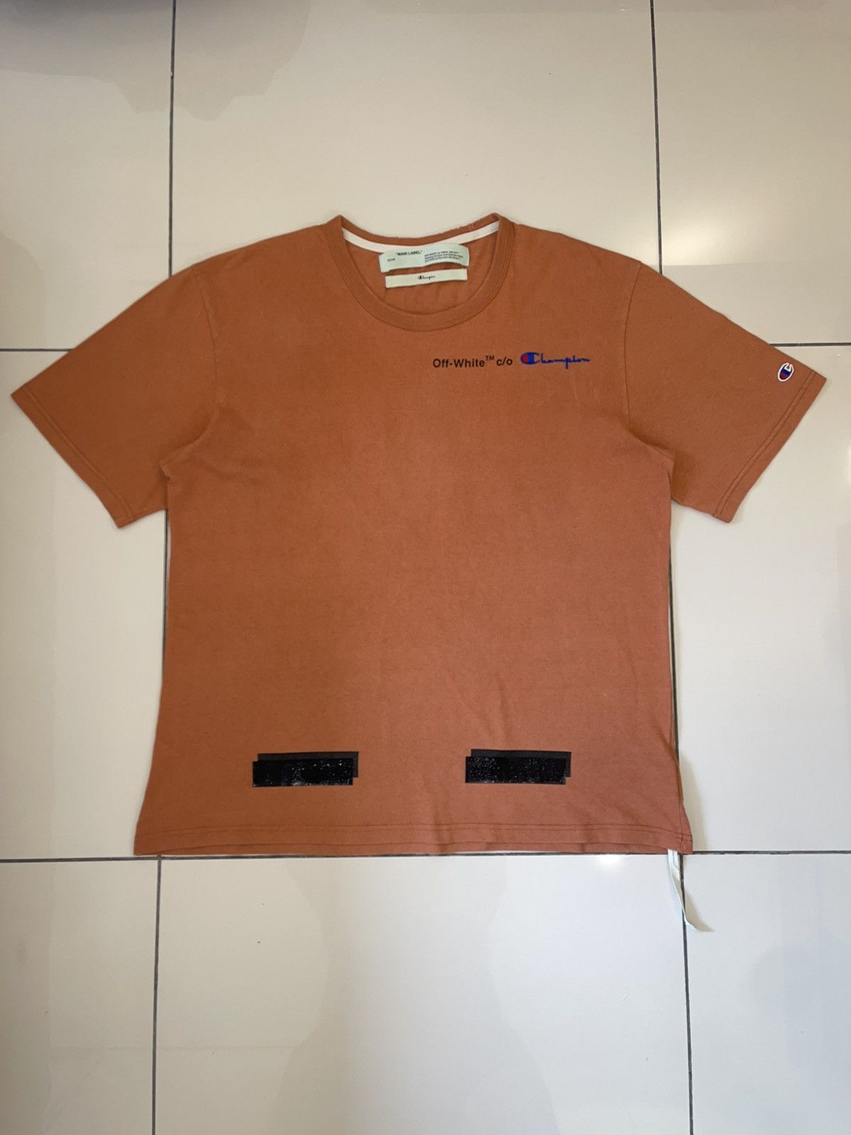 Champion × Off-White Off White X Champion Tee Brown Black Size US XL / EU 56 / 4 - 2 Thumbnail