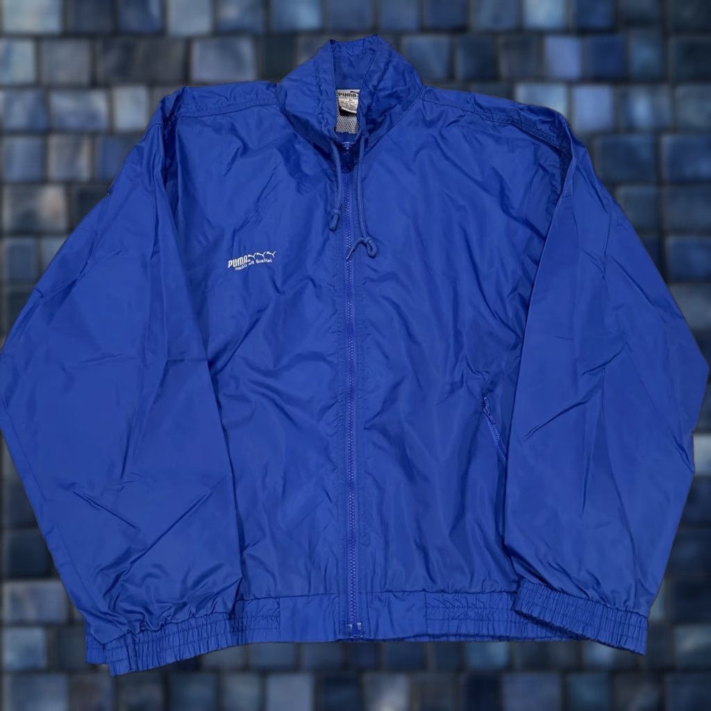Puma VINTAGE Puma Jacket Mens Medium Blue Full Zip Spell Out Bomber 90s Windbreaker Size US M / EU 48-50 / 2 - 1 Thumbnail