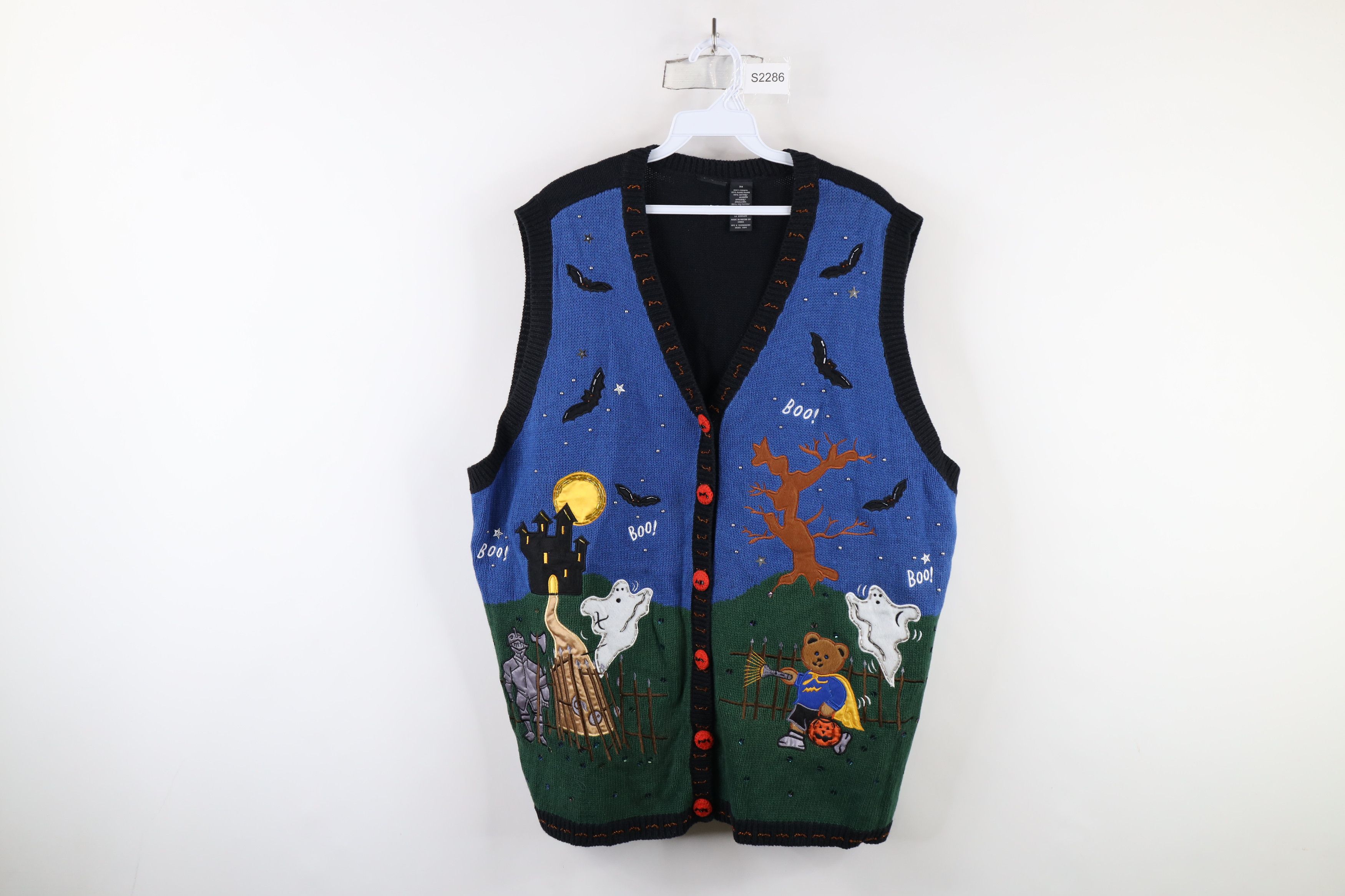 Vintage Vintage 90s Streetwear Halloween Knit Cardigan Sweater Vest Size XL / US 12-14 / IT 48-50 - 1 Thumbnail