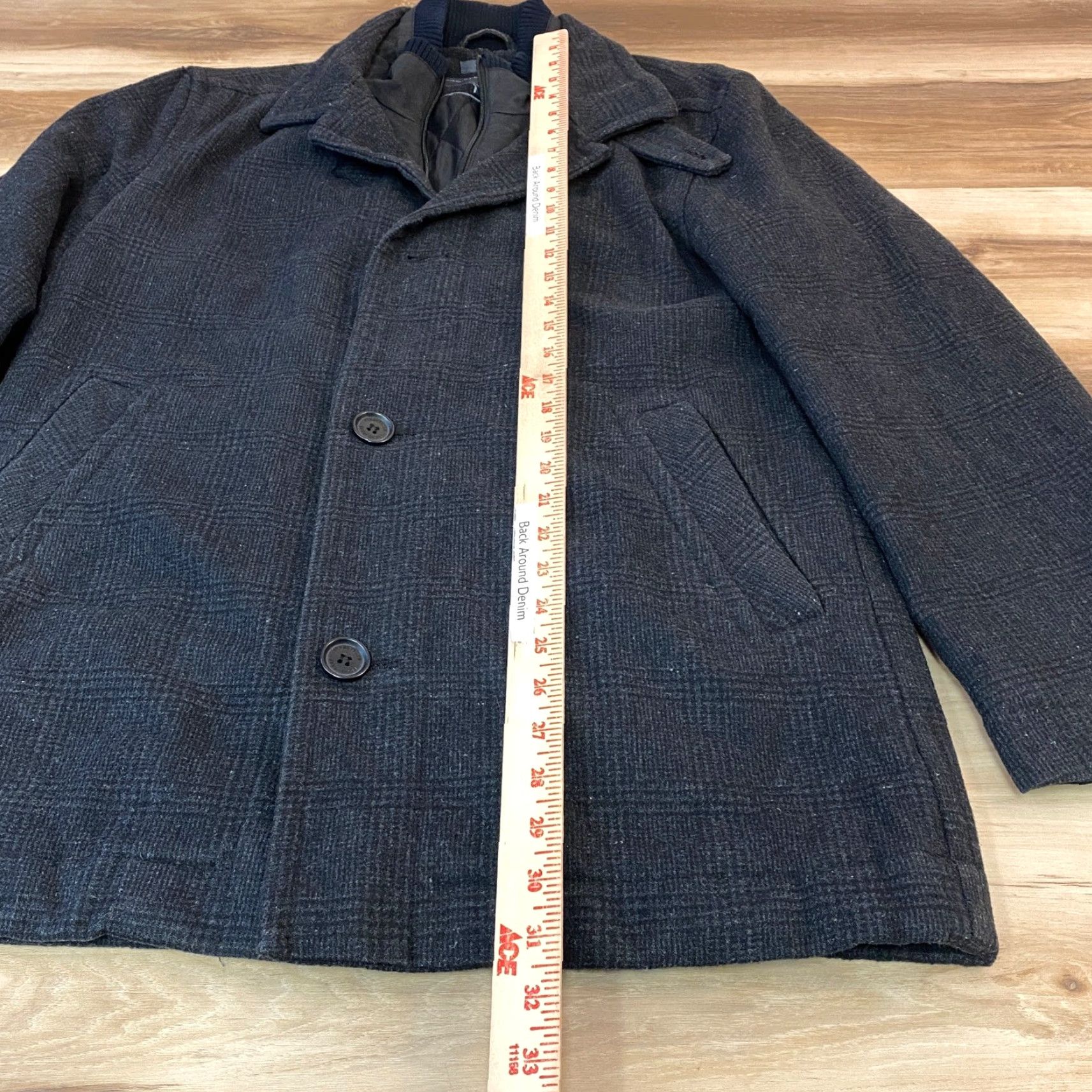 Perry Ellis Perry Ellis Portfolio Coat Mens Small Wool Blend Glen Plaid Car Coat Charcoal Size US S / EU 44-46 / 1 - 5 Thumbnail