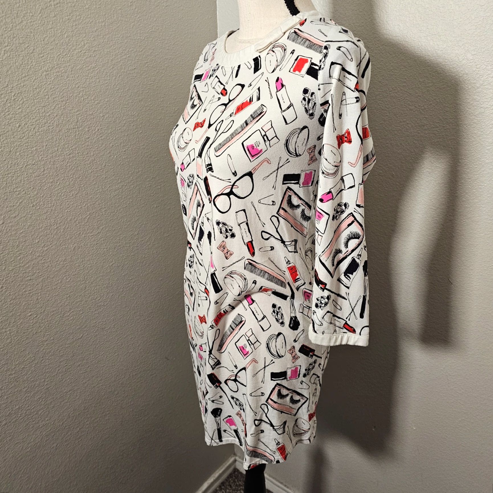 Vintage Kate Spade New York Pink White Cosmetics Print Cotton Night Sleep Shirt Size S Size S / US 4 / IT 40 - 2 Thumbnail