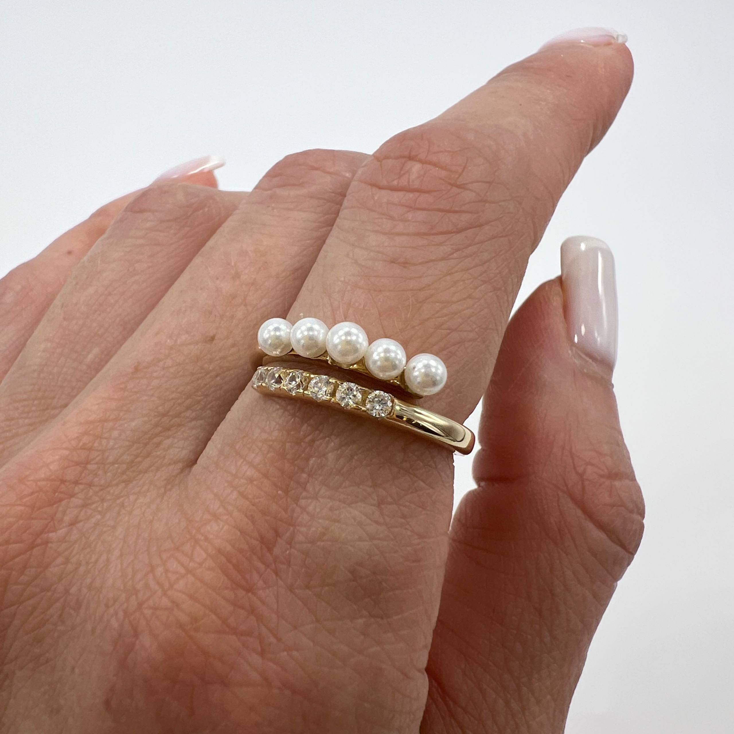 Other New Women’s 14K Solid Gold Ring Pearls Stones Gift Size 7.5 Size ONE SIZE - 2 Thumbnail