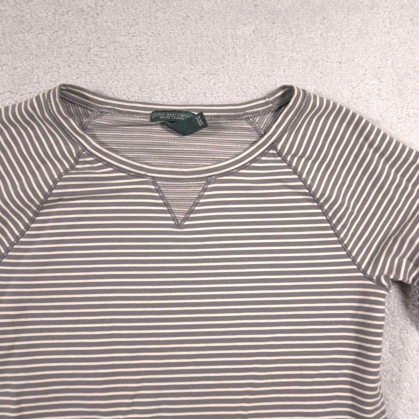 Ralph Lauren Lauren Ralph Lauren Shirt Womens Medium Gray Striped Raglan Long Sleeve Top Size M / US 6-8 / IT 42-44 - 3 Thumbnail