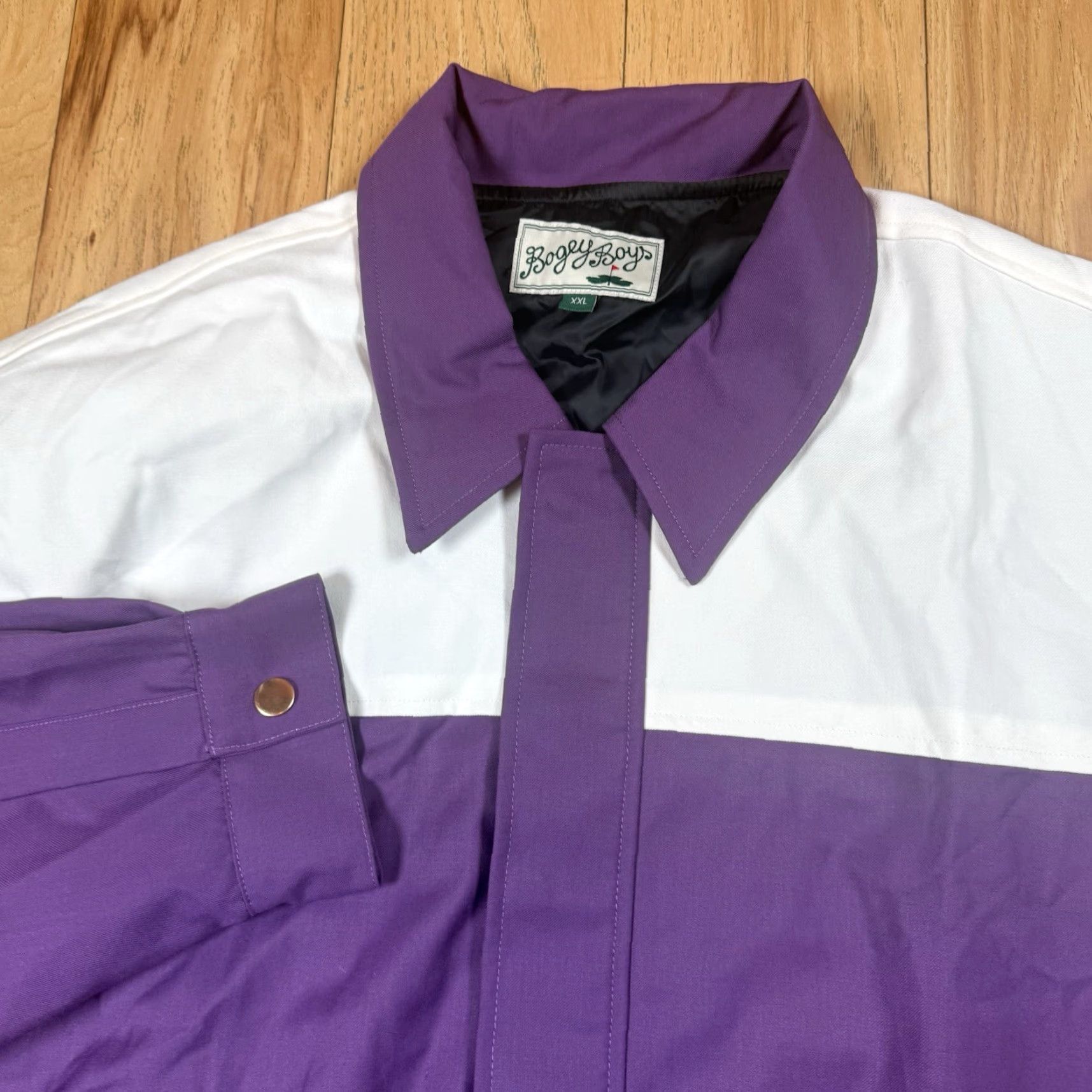 Vintage Bogey Boys Bomber Jacket Mens XXL Purple White Full Zip Jacket Size US XXL / EU 58 / 5 - 5 Thumbnail