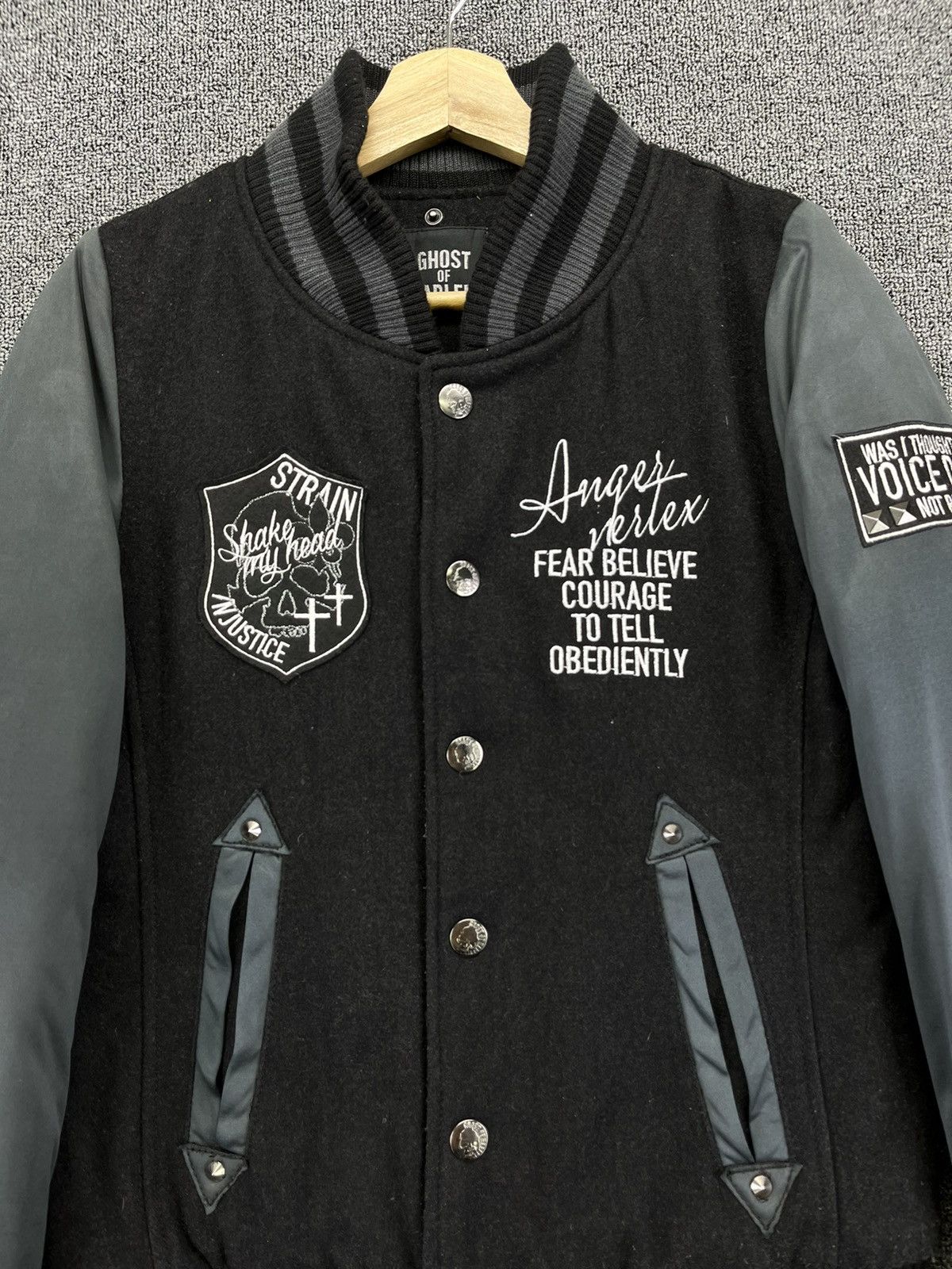 Japanese Brand Vintage Ghost Of Halem Punk Style Wool Varsity Jacket Size M / US 6-8 / IT 42-44 - 8 Thumbnail