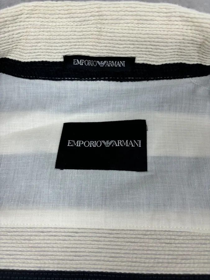 Emporio Armani AW2022 Emporio Armani Black White Striped Cotton Zip Shirt Jacket Size US L / EU 52-54 / 3 - 10 Thumbnail